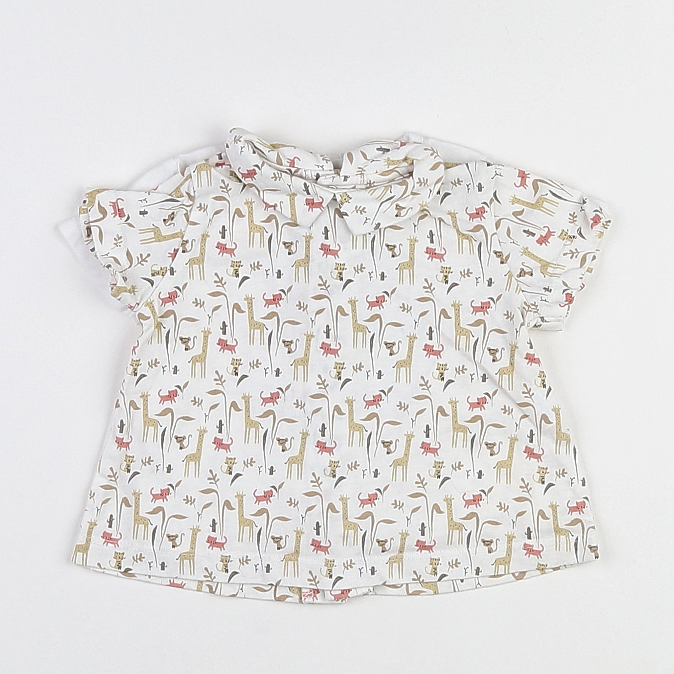 Boutchou - tee-shirt blanc, beige - 3 mois