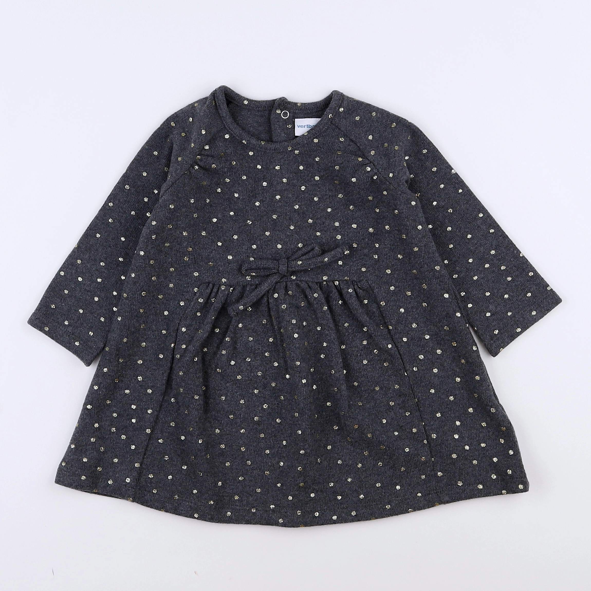 Vertbaudet - robe gris, or - 12 mois