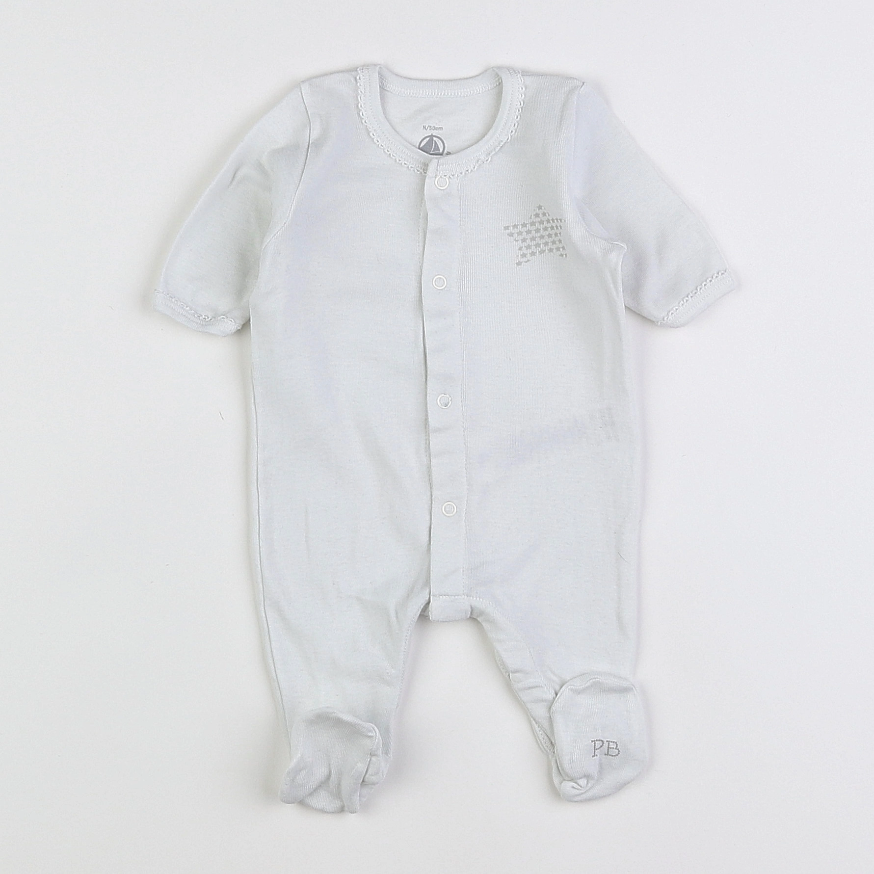 Petit Bateau - pyjama blanc - 0 mois