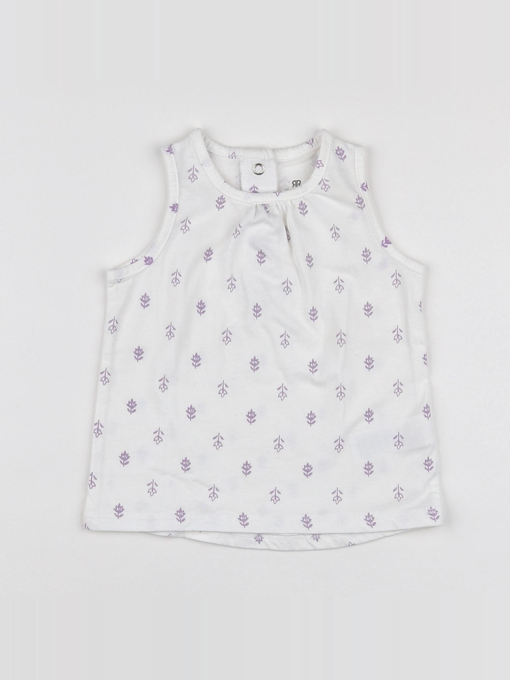 La Redoute - débardeur blanc, violet - 12 mois