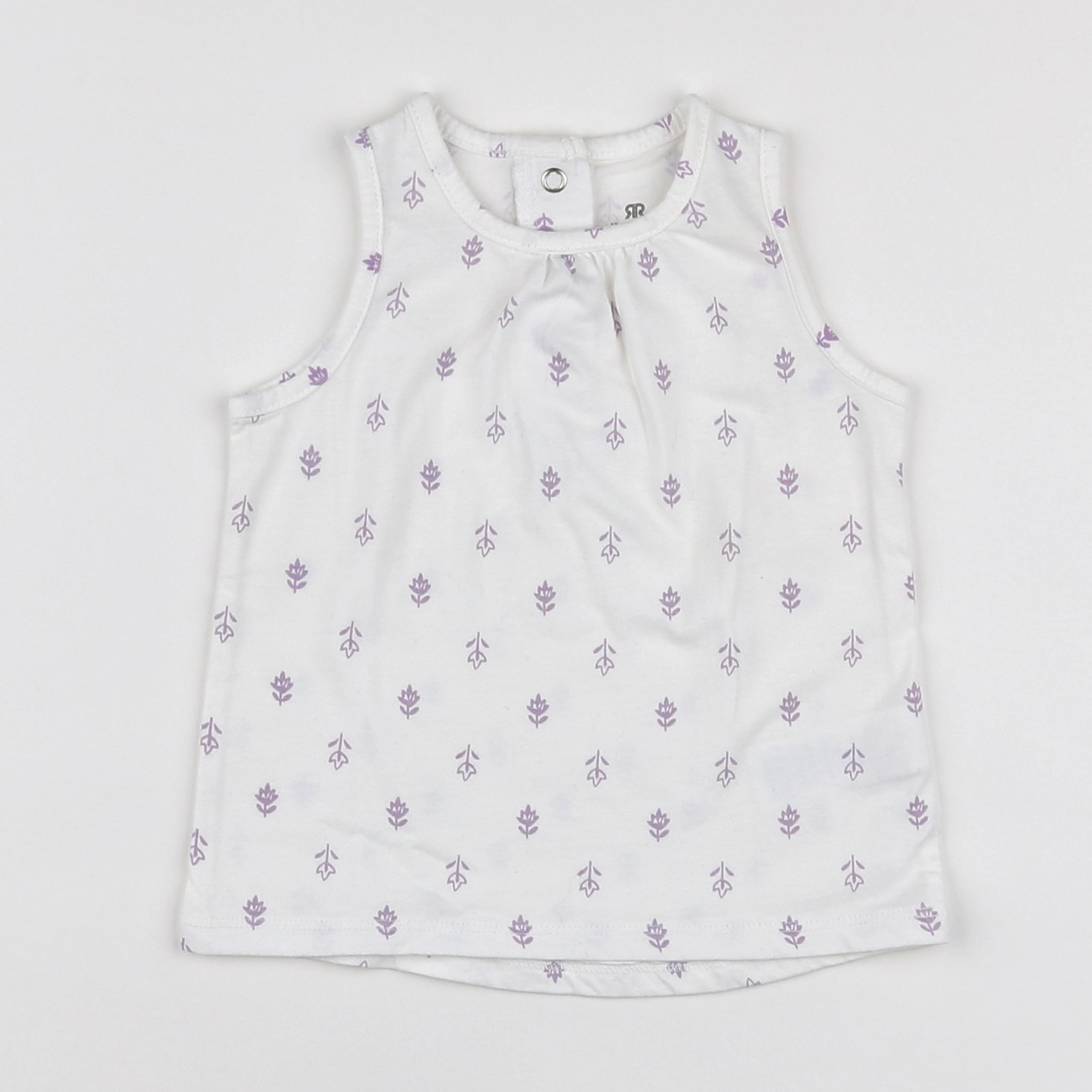 La Redoute - débardeur blanc, violet - 12 mois
