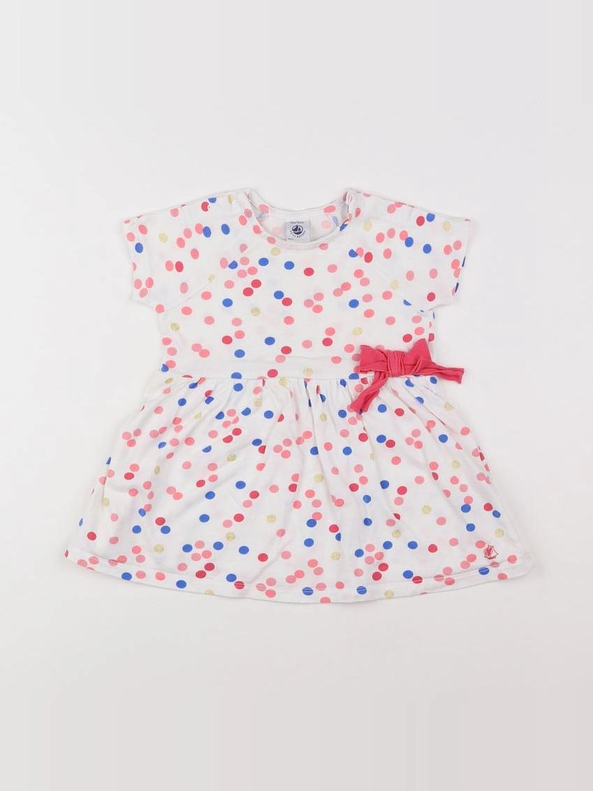 Petit Bateau - robe blanc - 12 mois