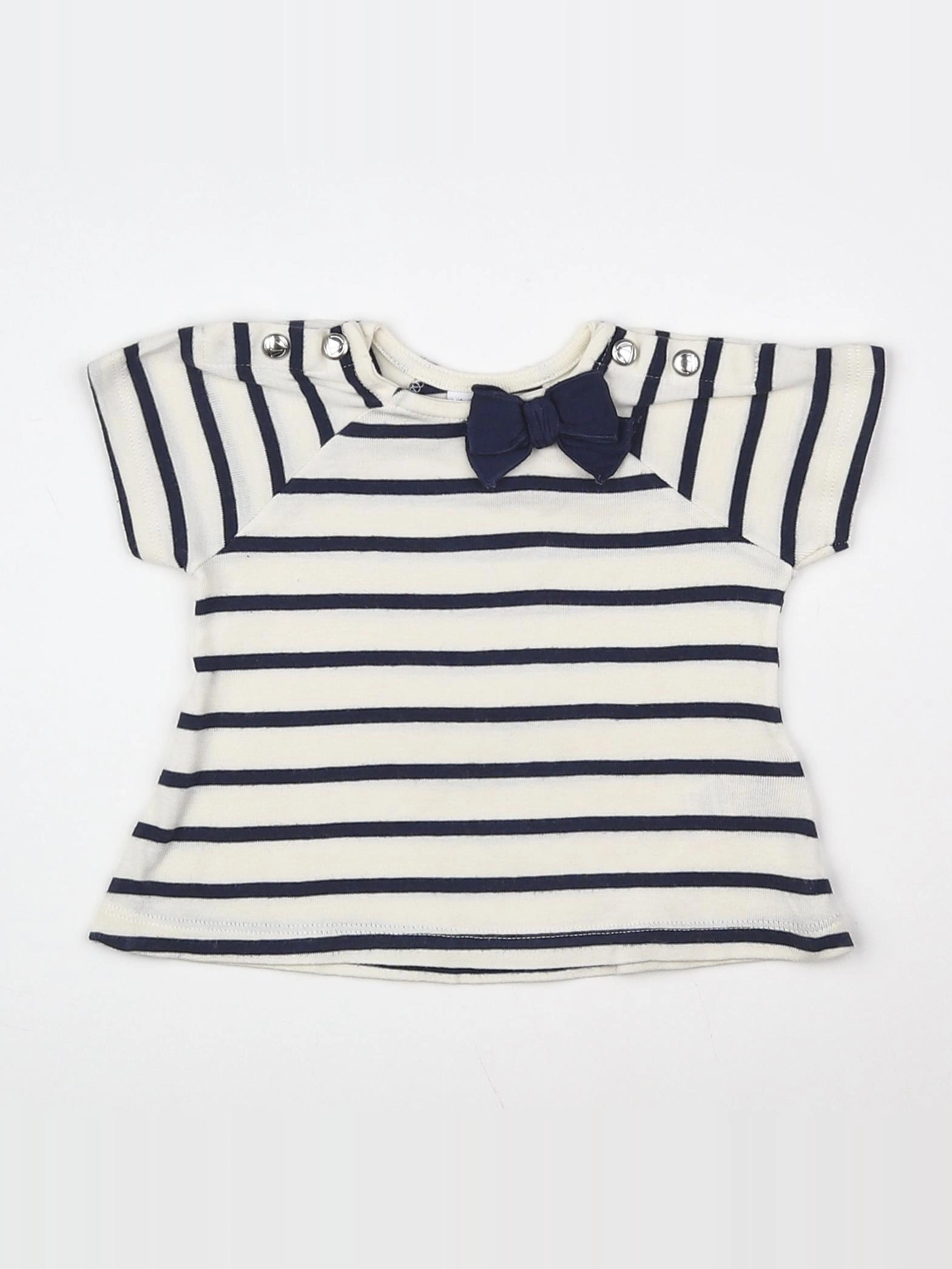 Petit Bateau - tee-shirt blanc, bleu - 6 mois
