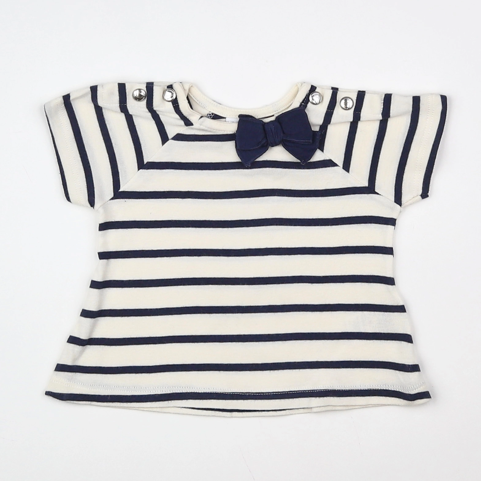 Petit Bateau - tee-shirt blanc, bleu - 6 mois