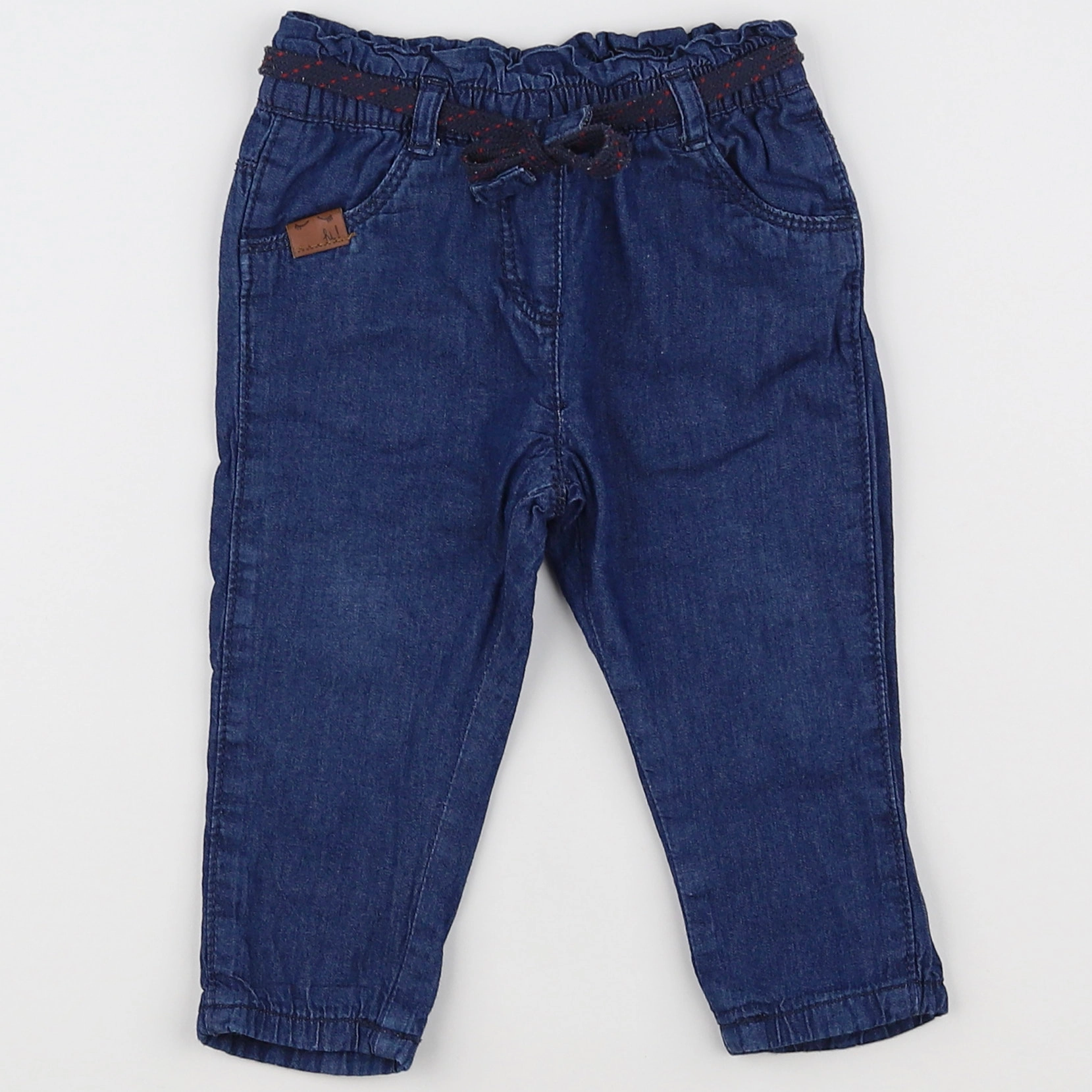 Vertbaudet - pantalon doublé bleu - 12 mois