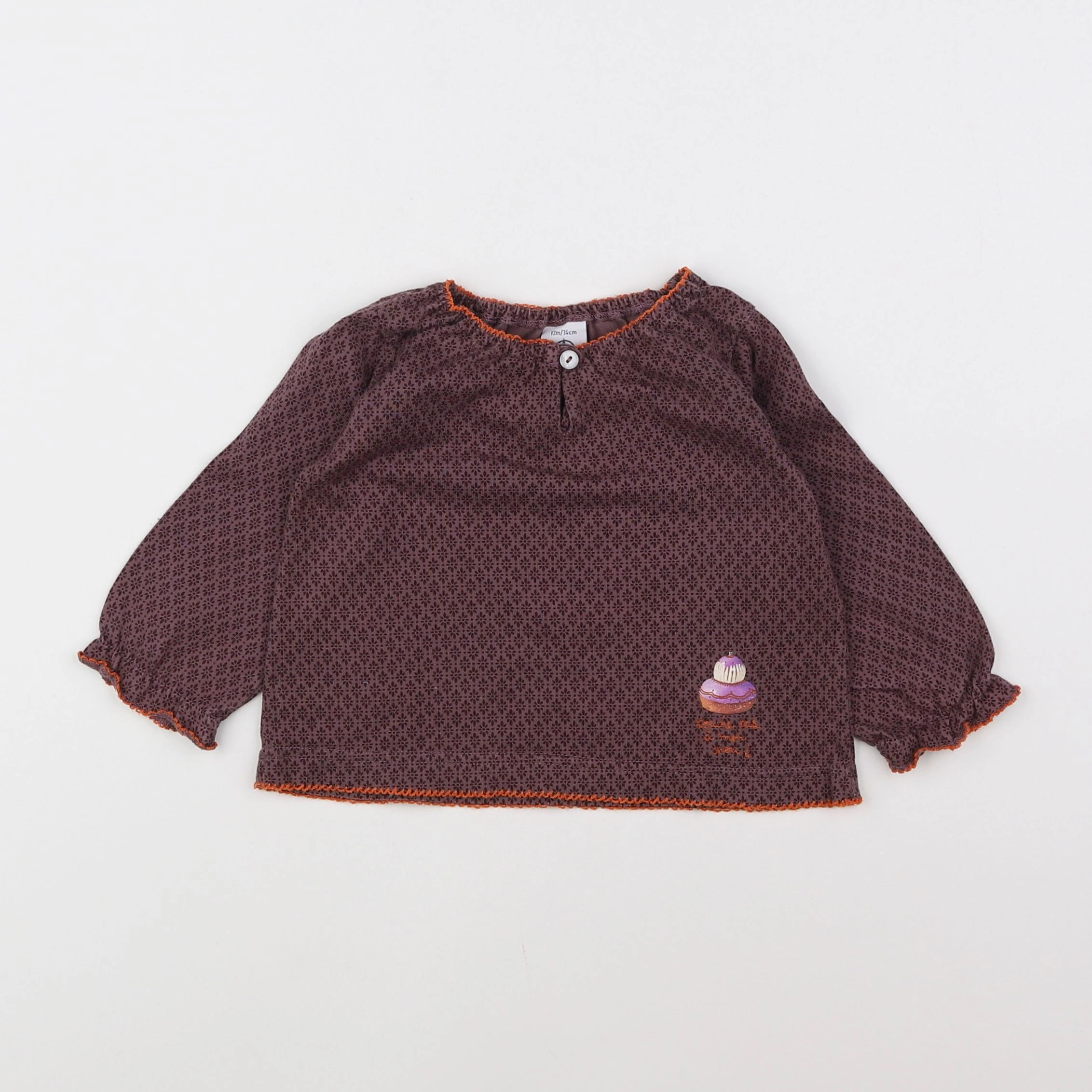 Petit Bateau - tee-shirt marron - 12 ans