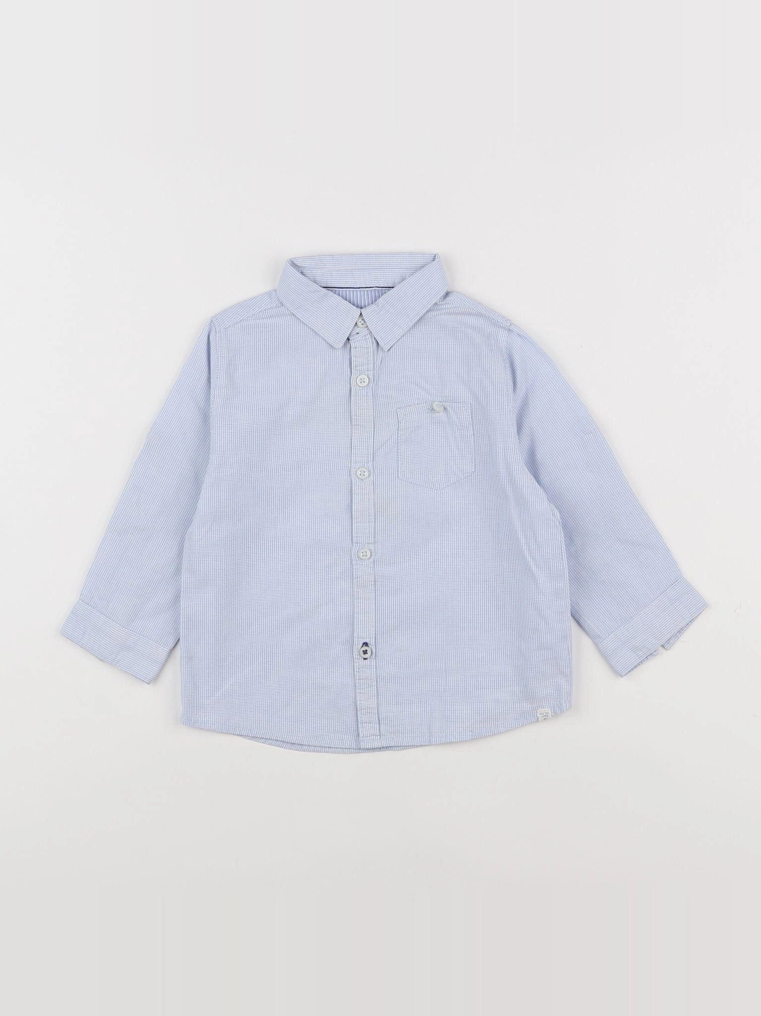 Zara - chemise blanc, bleu - 9/12 mois