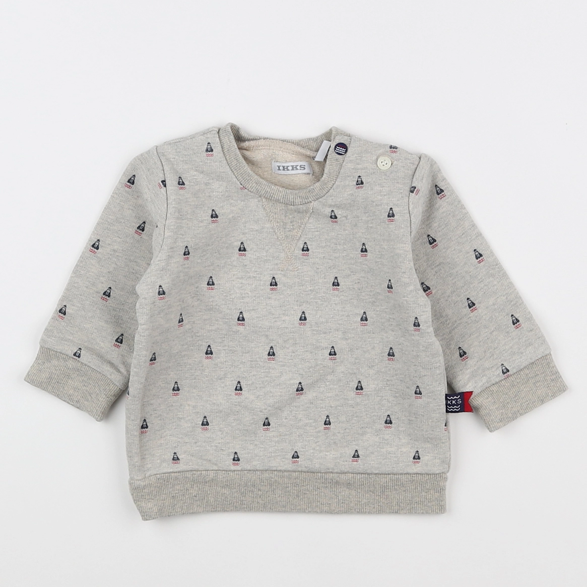 IKKS - sweat gris, bleu - 6 mois