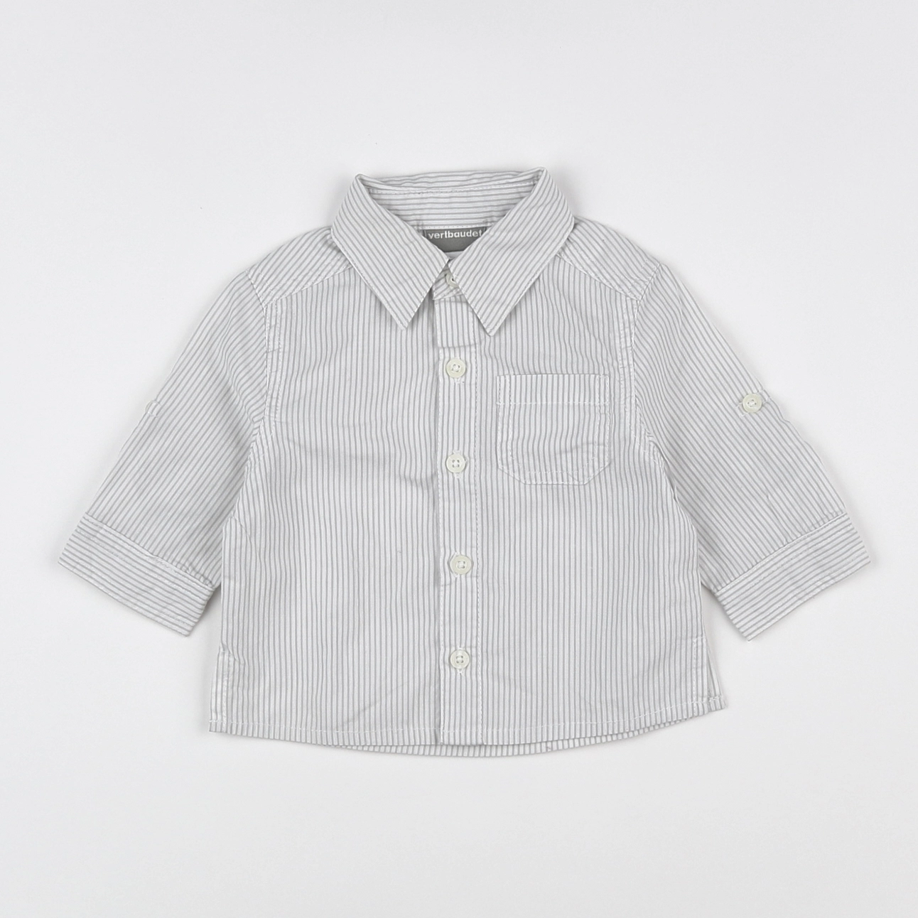 Vertbaudet - chemise gris, blanc - 3 mois