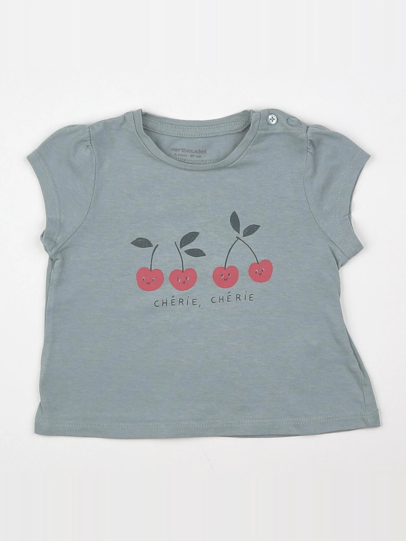 Vertbaudet - tee-shirt bleu - 6 mois
