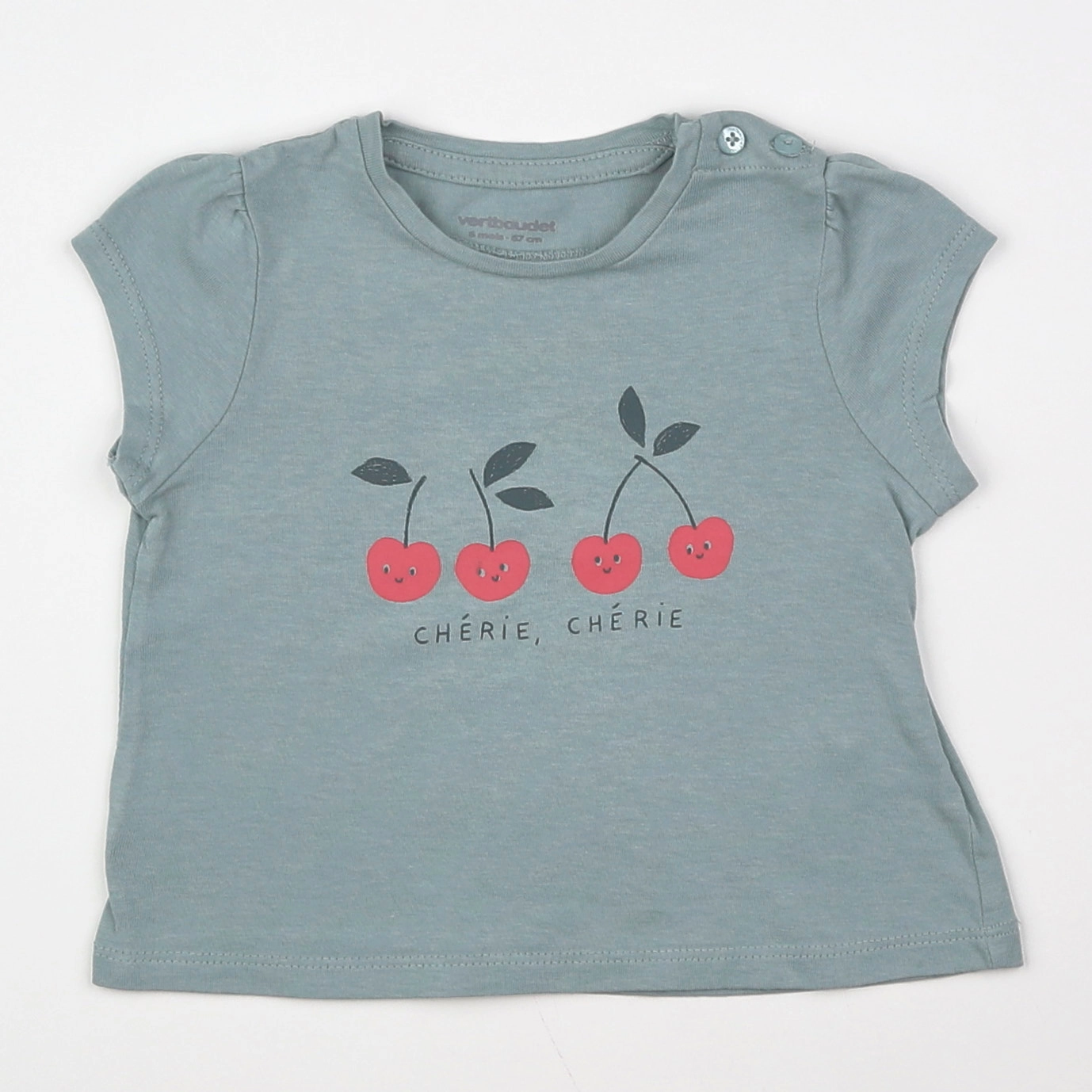 Vertbaudet - tee-shirt bleu - 6 mois