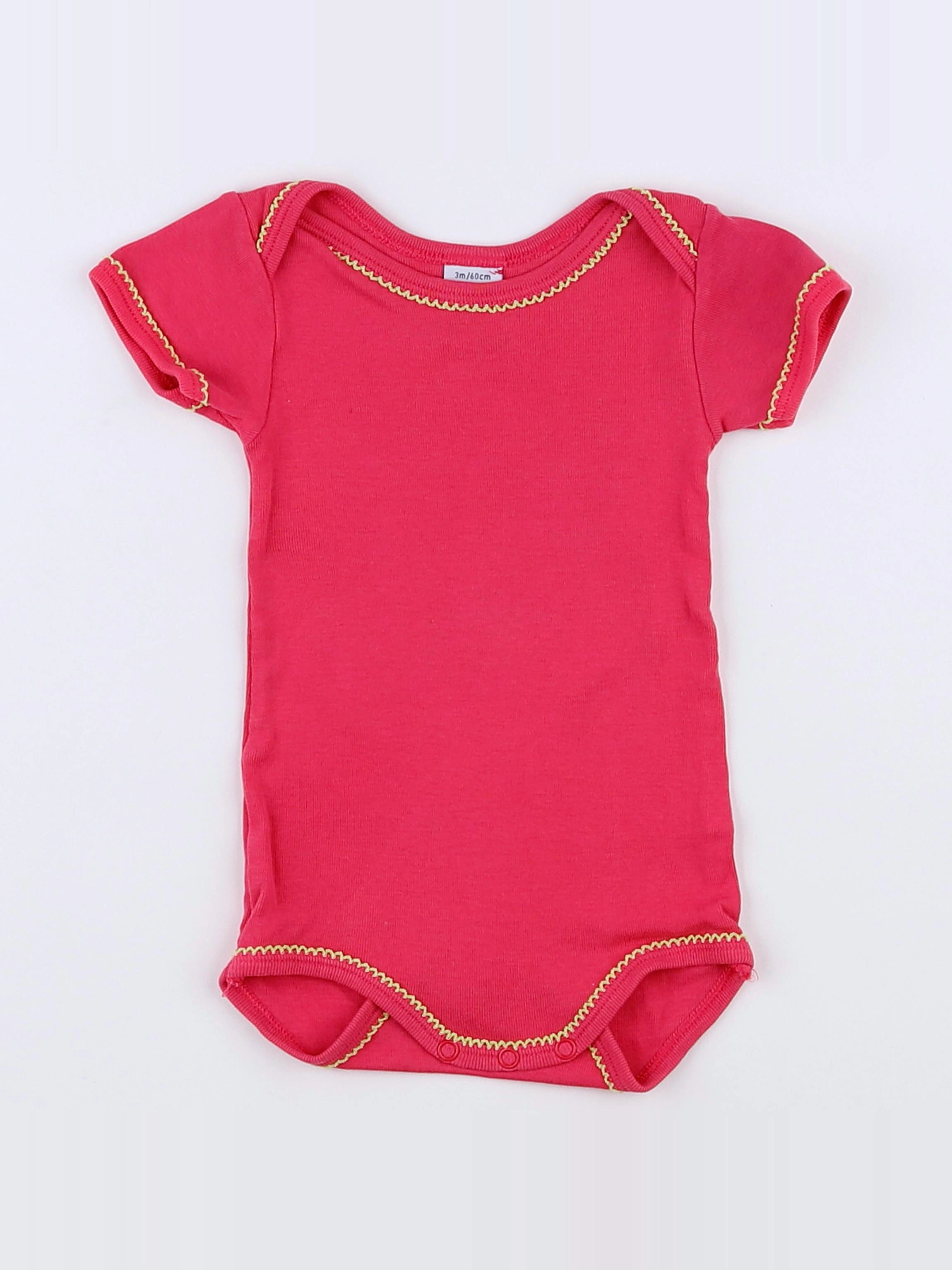 Petit Bateau - body rose, jaune - 3 mois