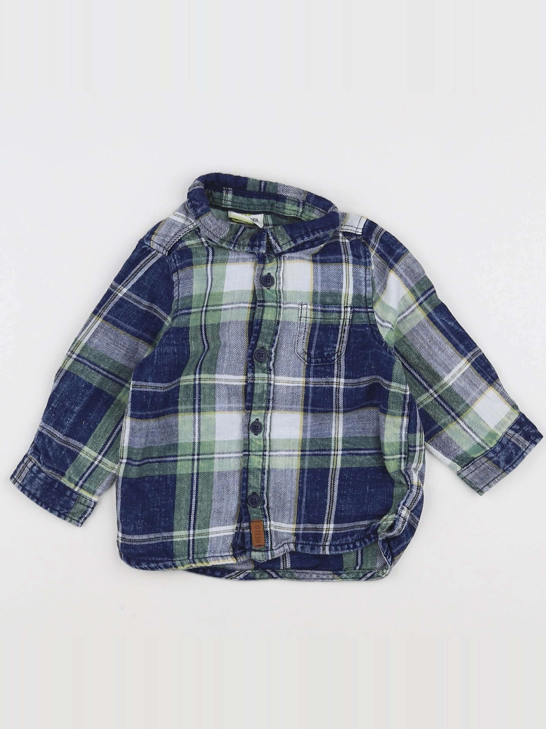 Tape à l'oeil - chemise bleu, vert - 9 mois