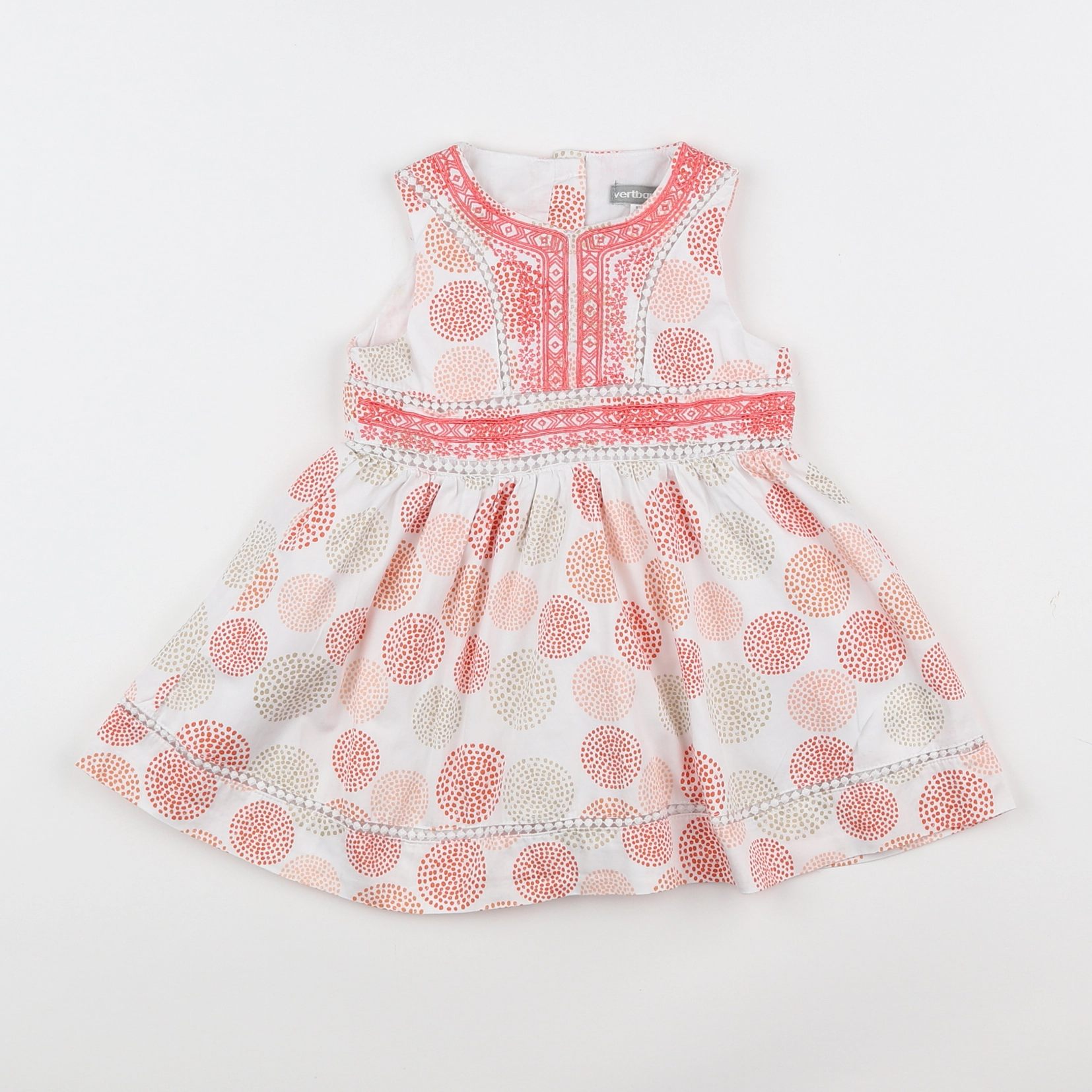 Vertbaudet - robe blanc, orange - 18 mois