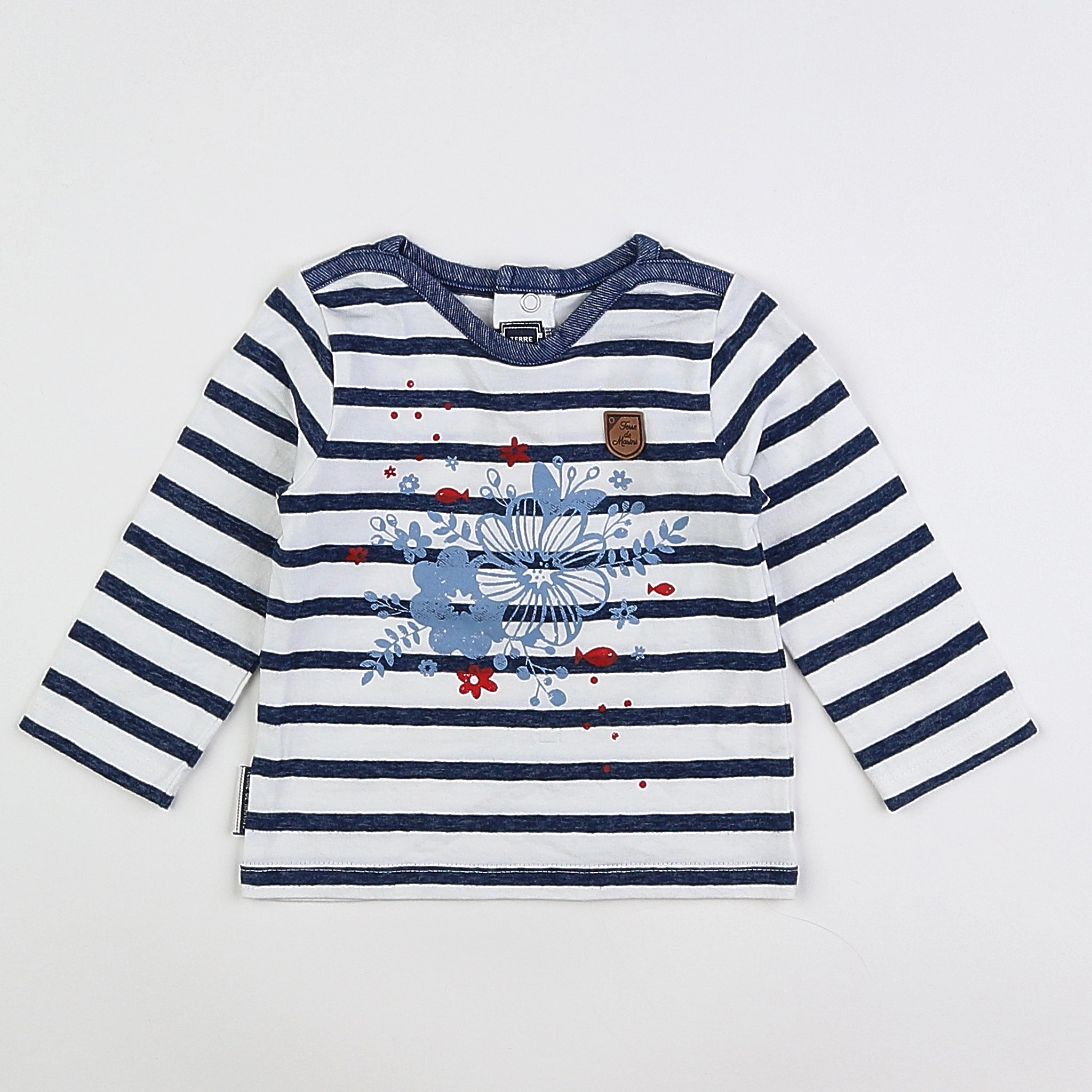 Terre de marins - tee-shirt blanc, bleu - 6 mois