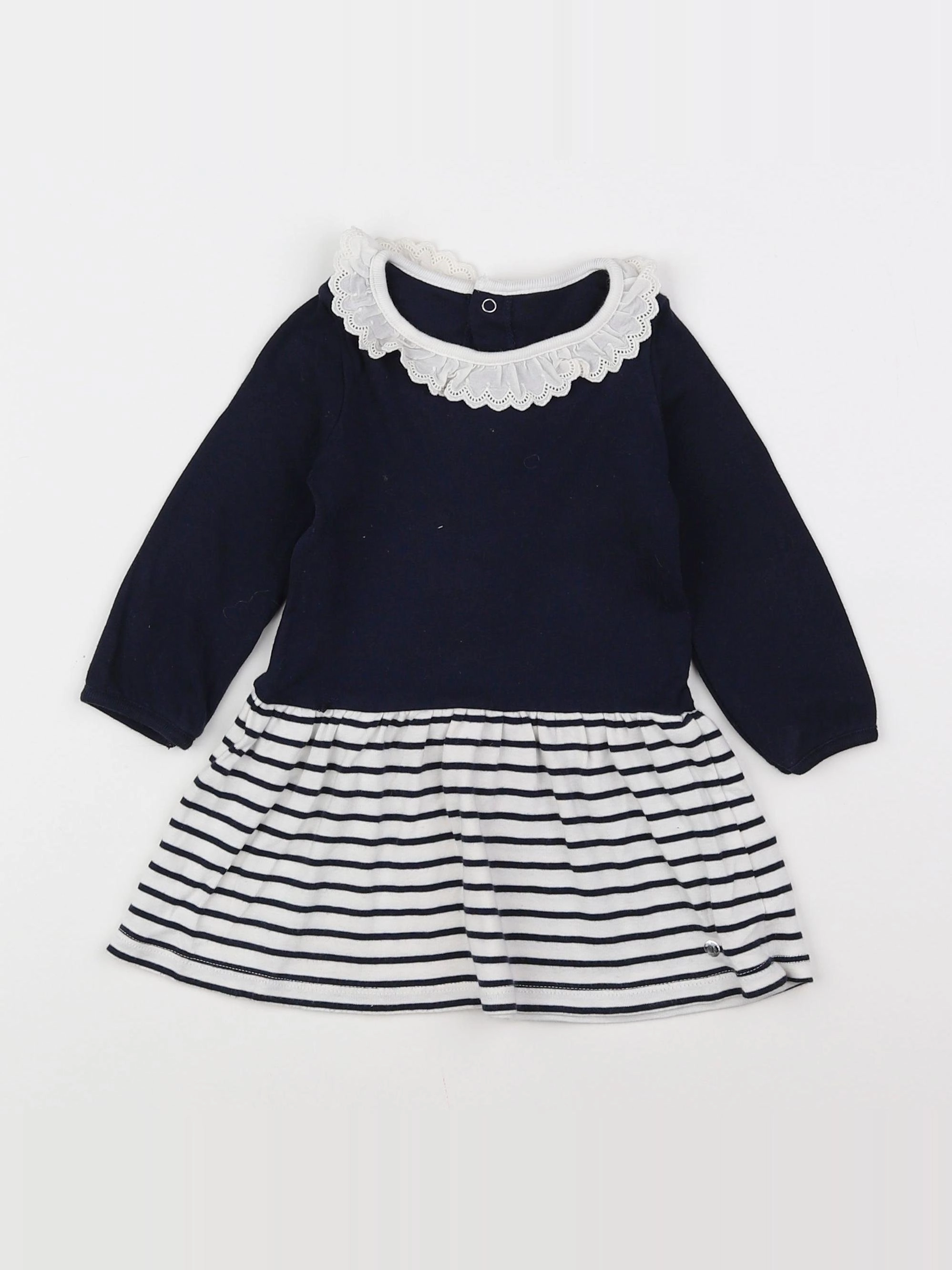 Petit Bateau - robe bleu, blanc - 12 mois