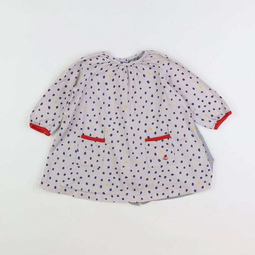Petit Bateau - robe marron, bleu - 12 mois