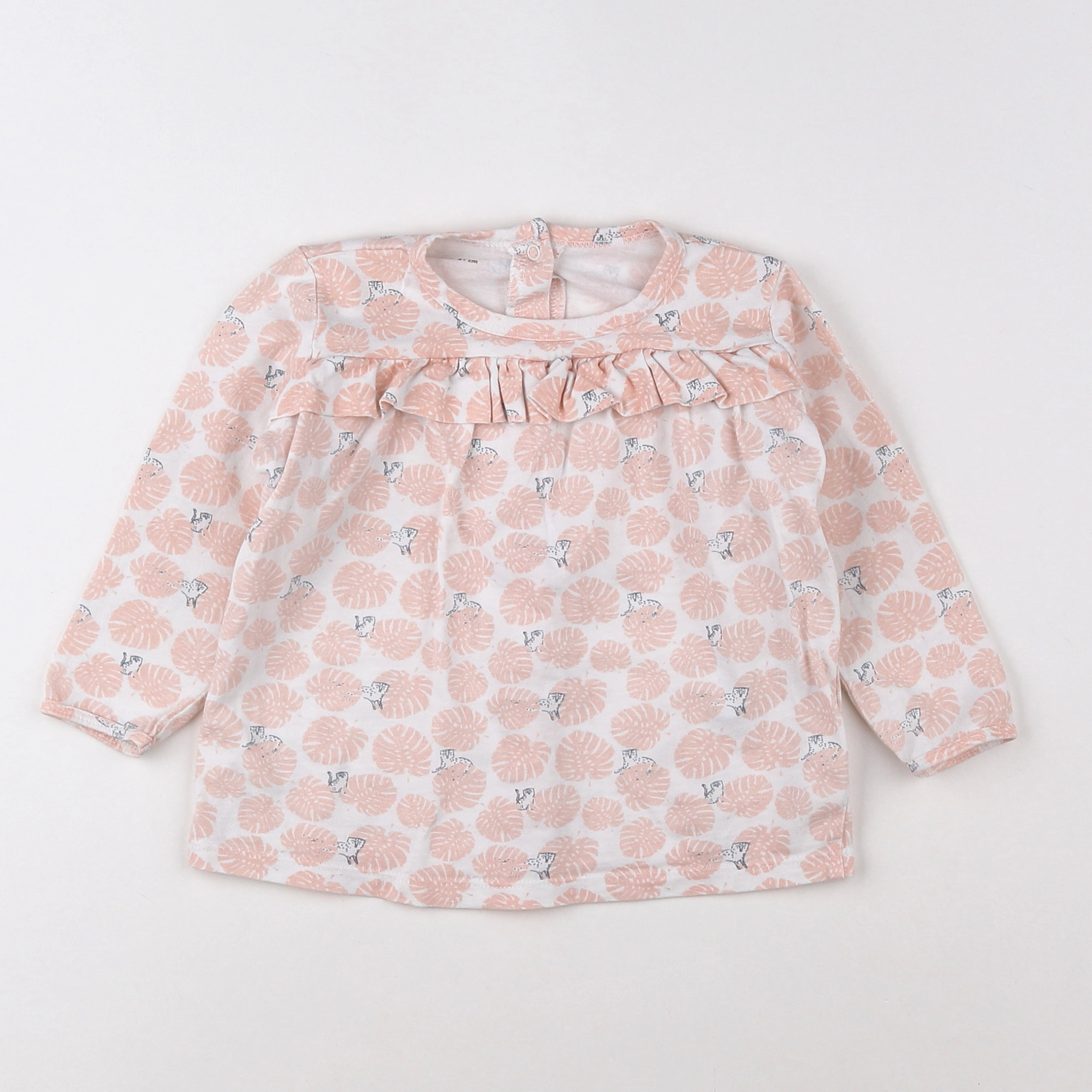 Vertbaudet - pyjama coton blanc, rose - 18 mois