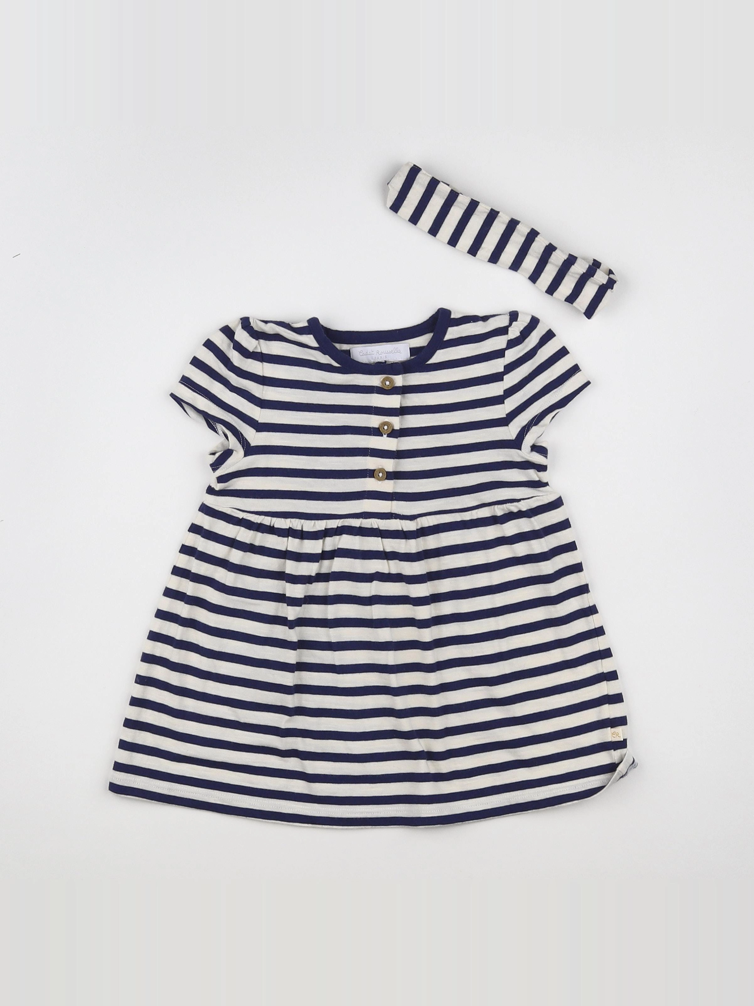Cadet Rousselle - robe blanc, bleu - 12 mois