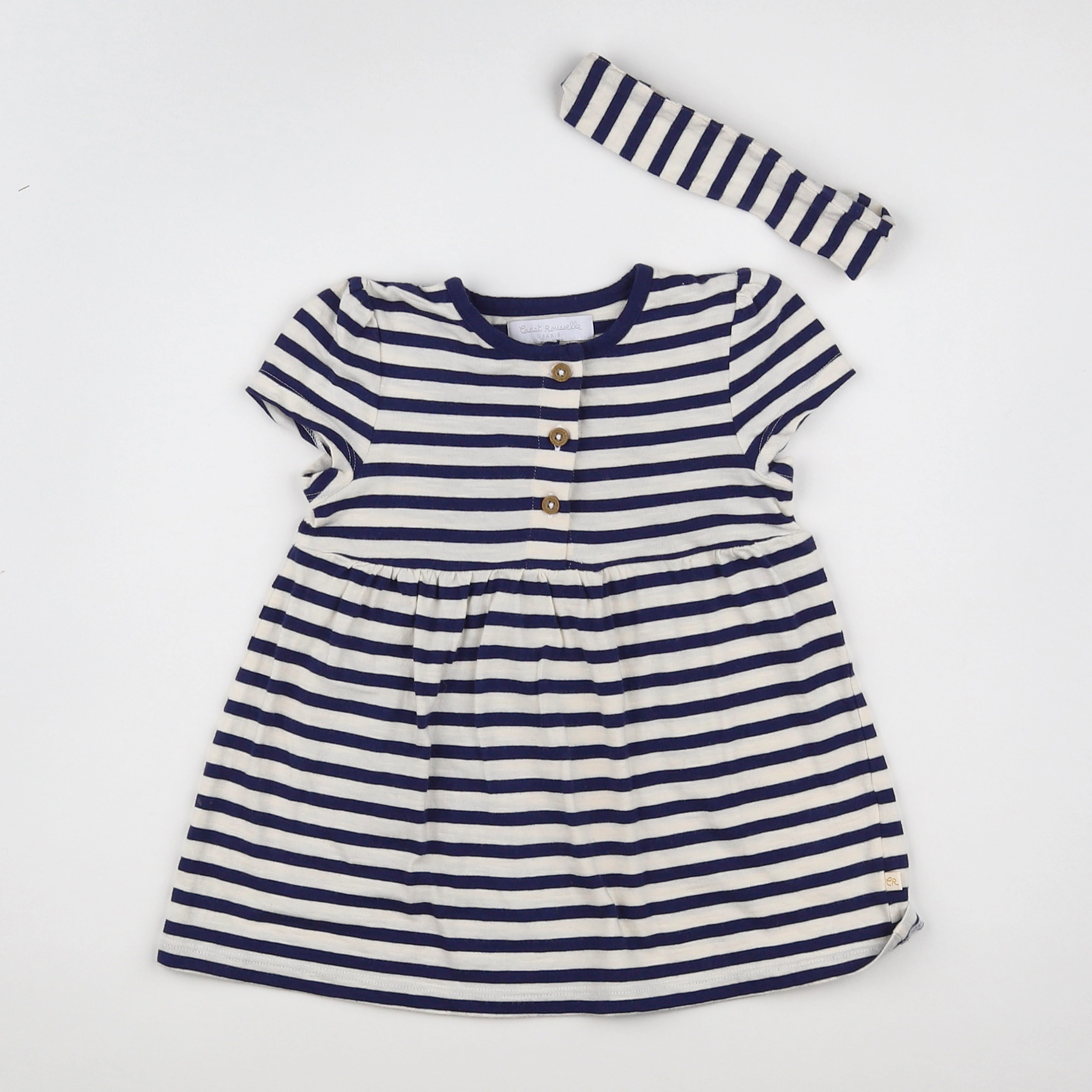 Cadet Rousselle - robe blanc, bleu - 12 mois