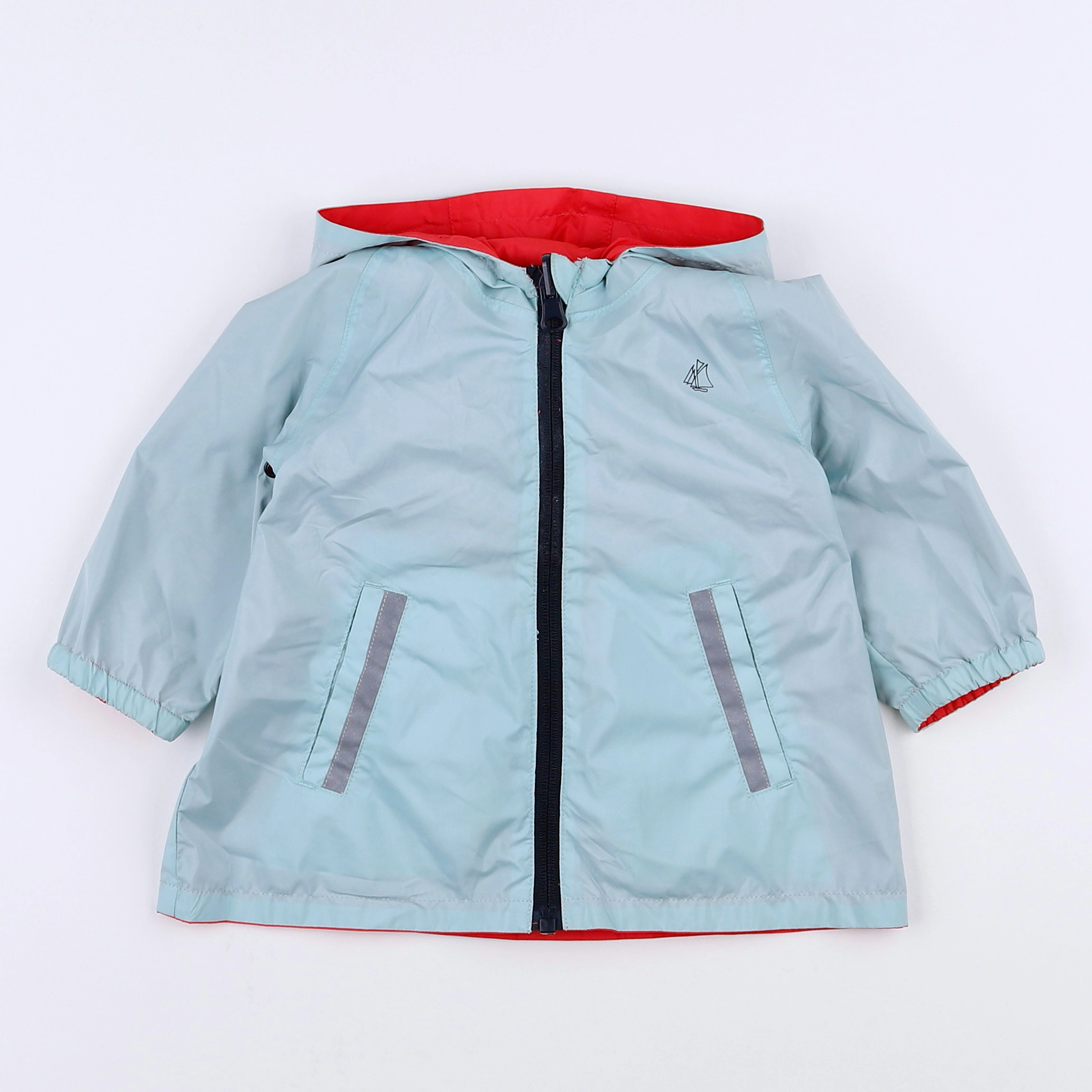 Petit Bateau - imperméable vert, rose - 12 mois