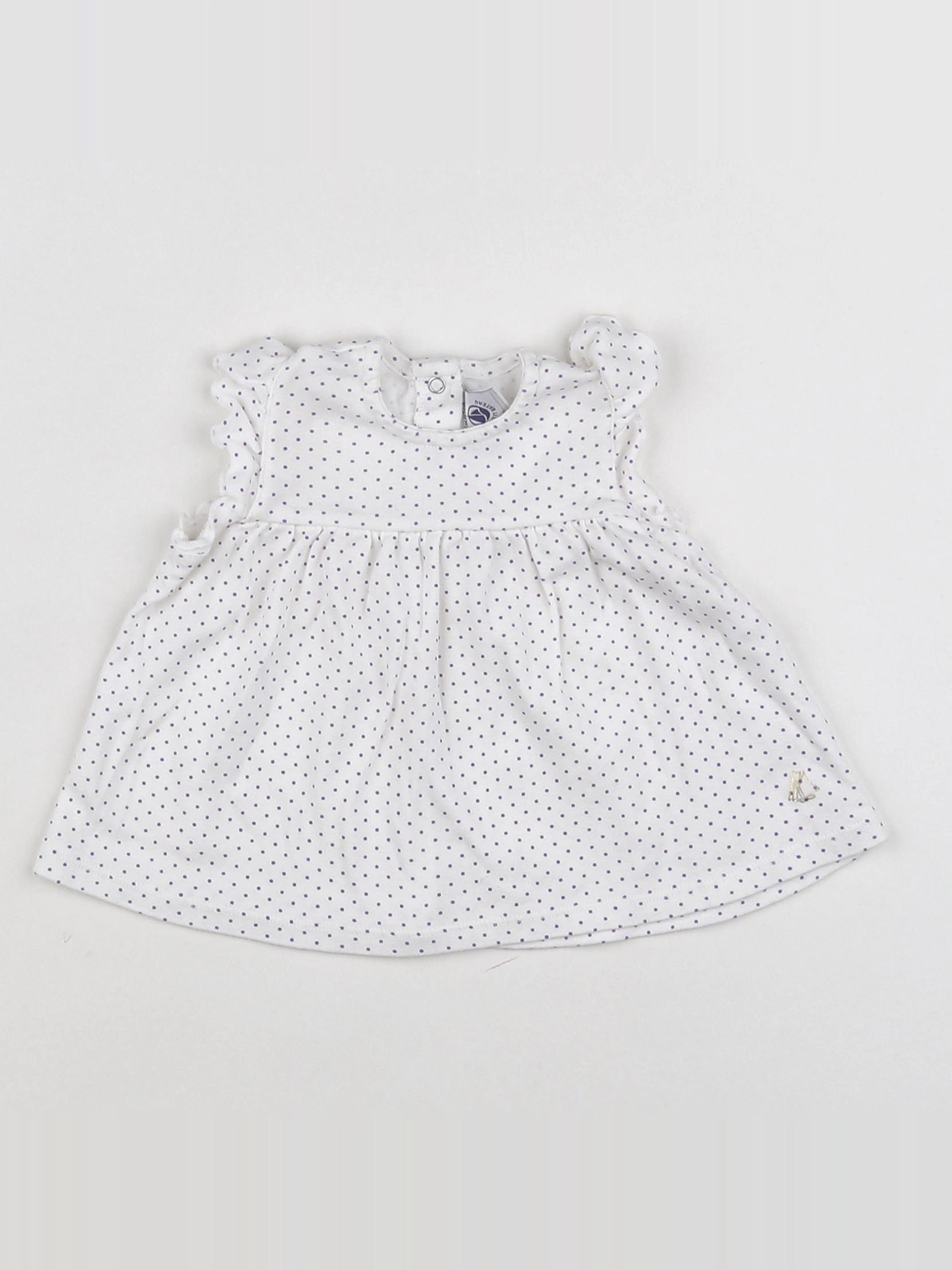 Petit Bateau - robe blanc, violet - 6 mois