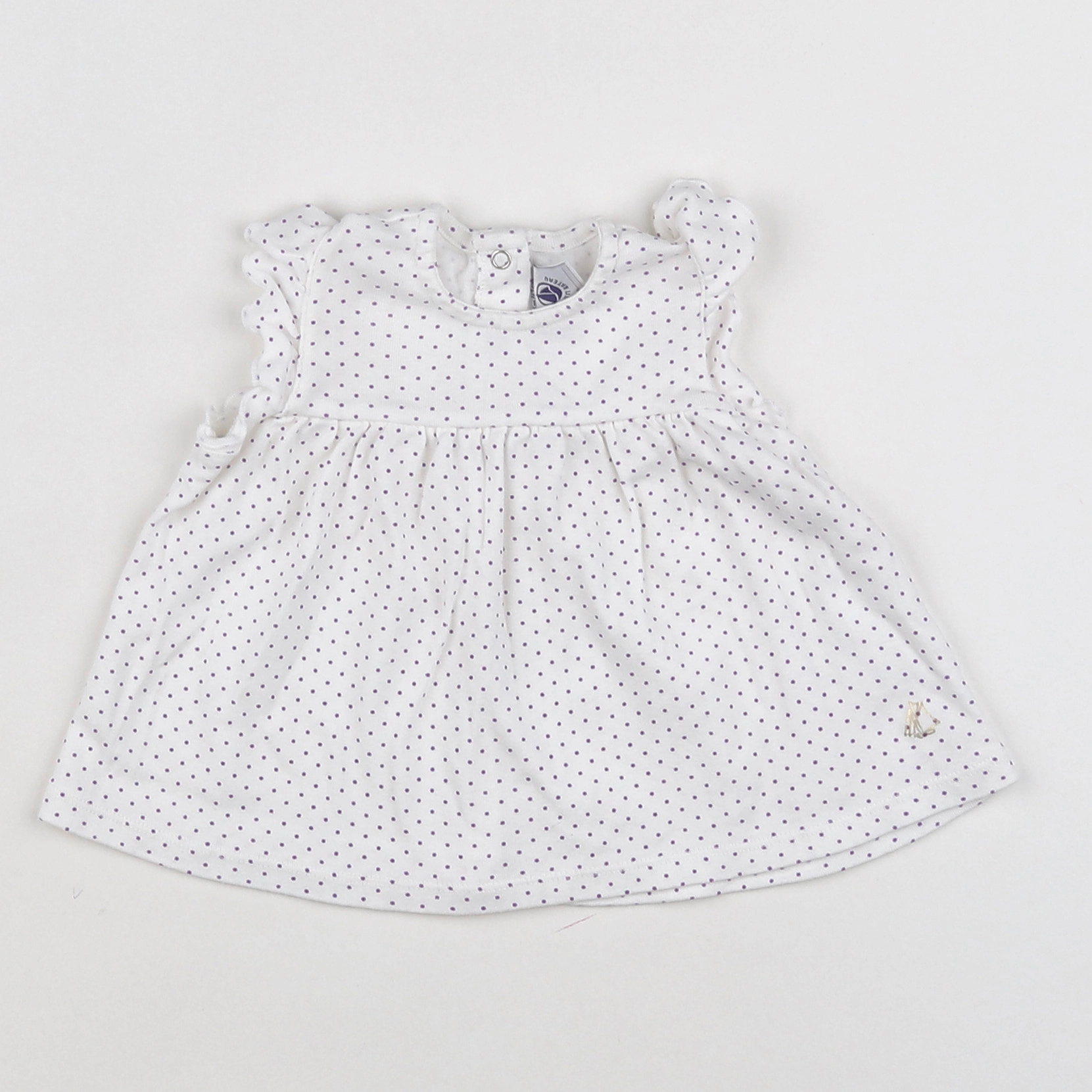 Petit Bateau - robe blanc, violet - 6 mois