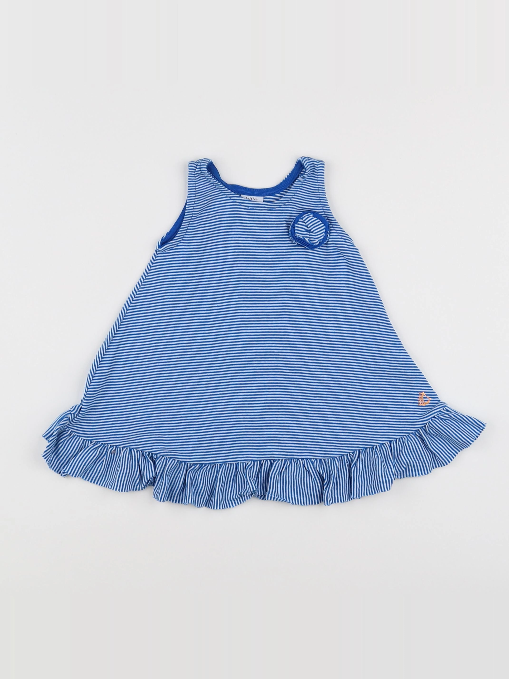Petit Bateau - robe bleu - 6 mois