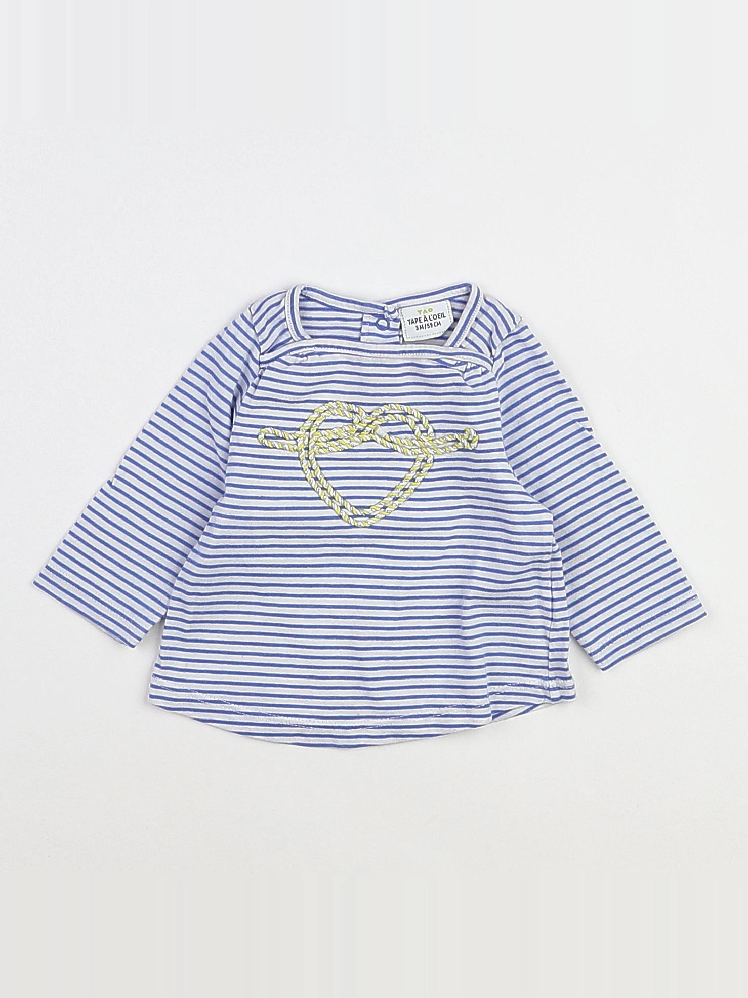 Tape à l'oeil - tee-shirt blanc, bleu - 3 mois