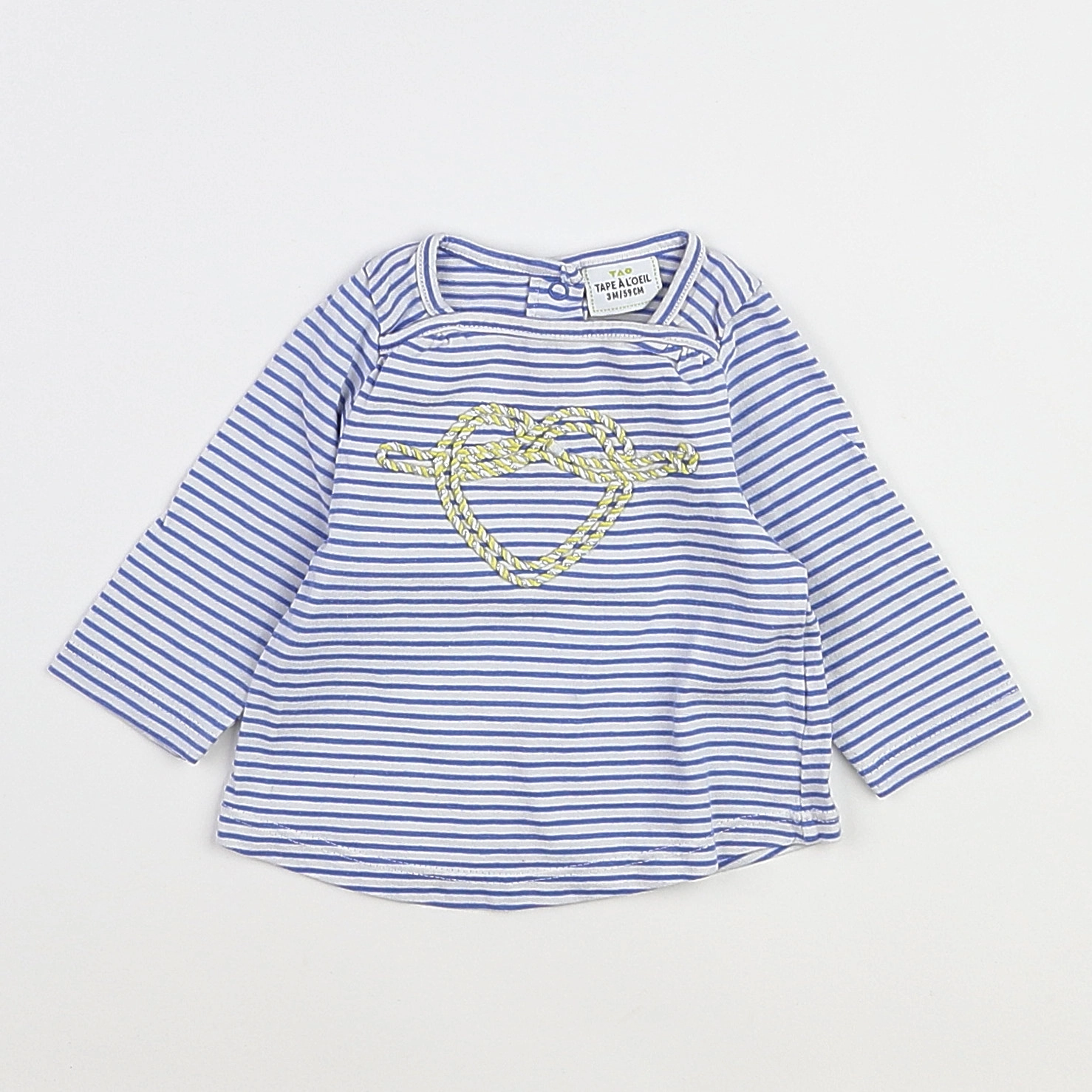 Tape à l'oeil - tee-shirt blanc, bleu - 3 mois