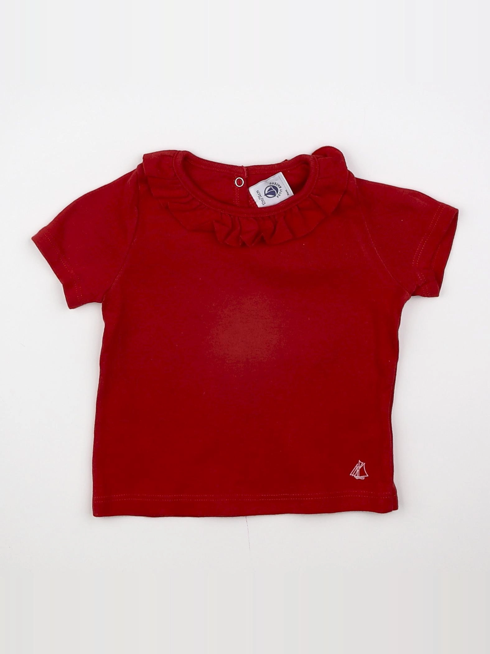 Petit Bateau - tee-shirt rouge - 12 mois