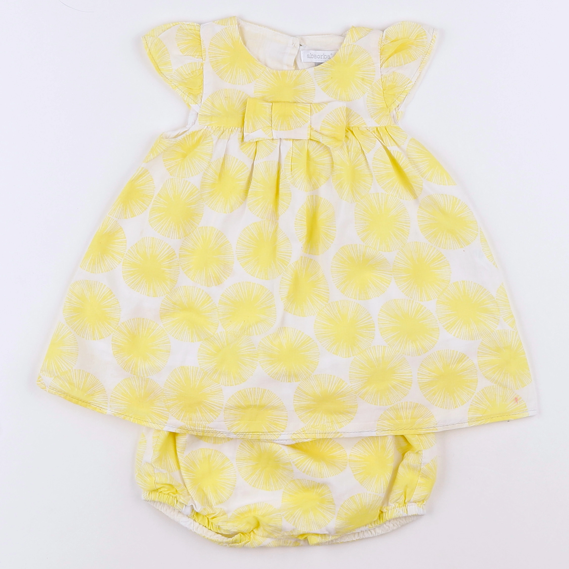 Absorba - robe jaune, blanc - 6 mois