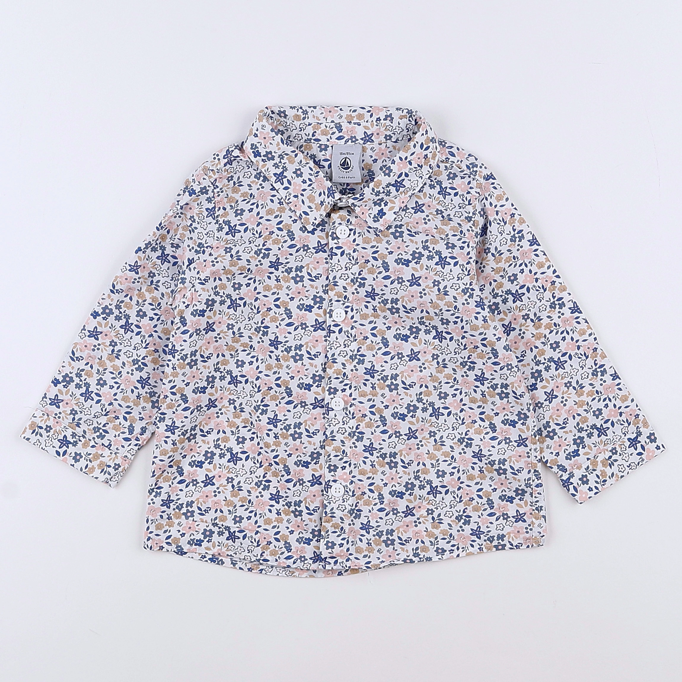 Petit Bateau - blouse bleu - 18 mois