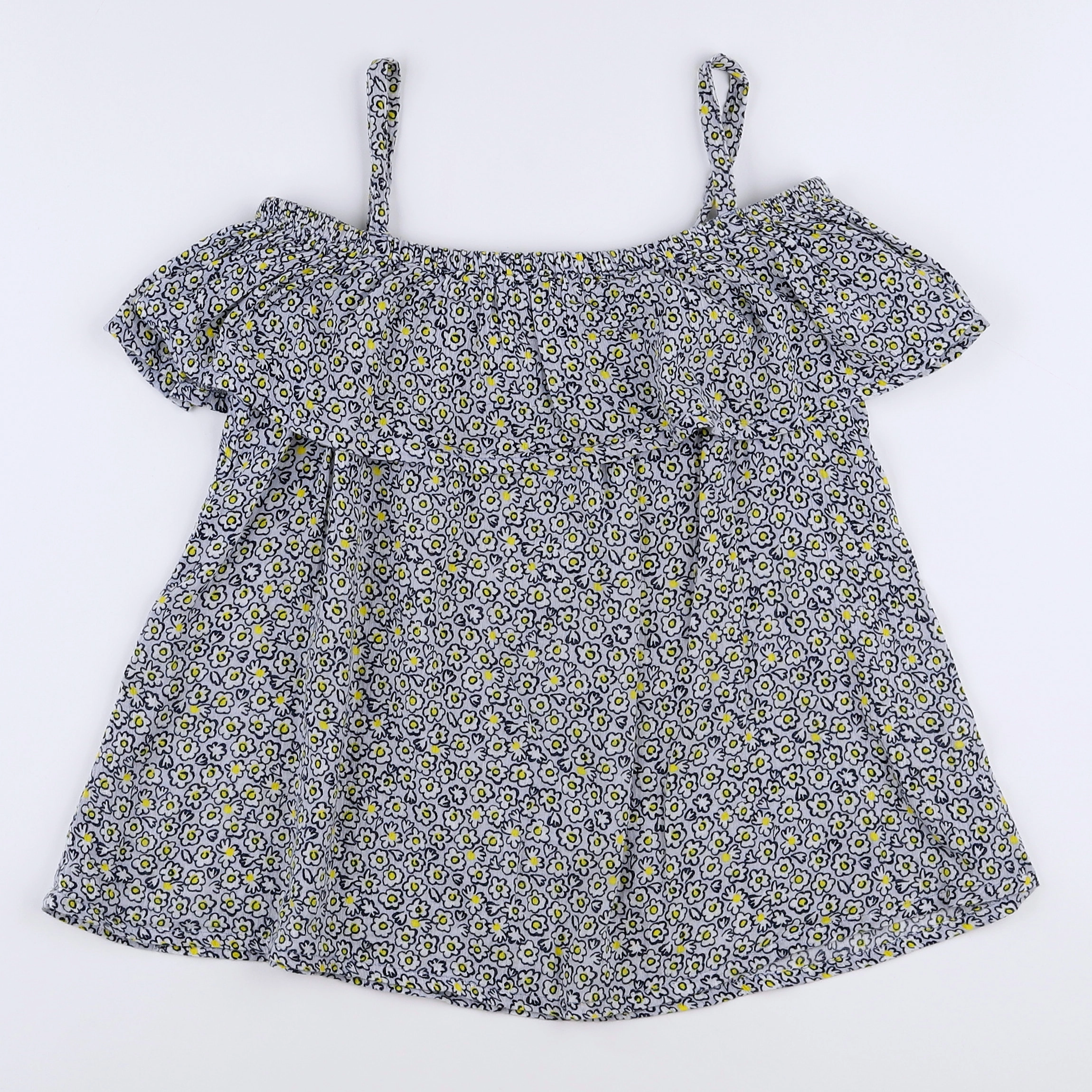 Monoprix - blouse gris, jaune - 10 ans