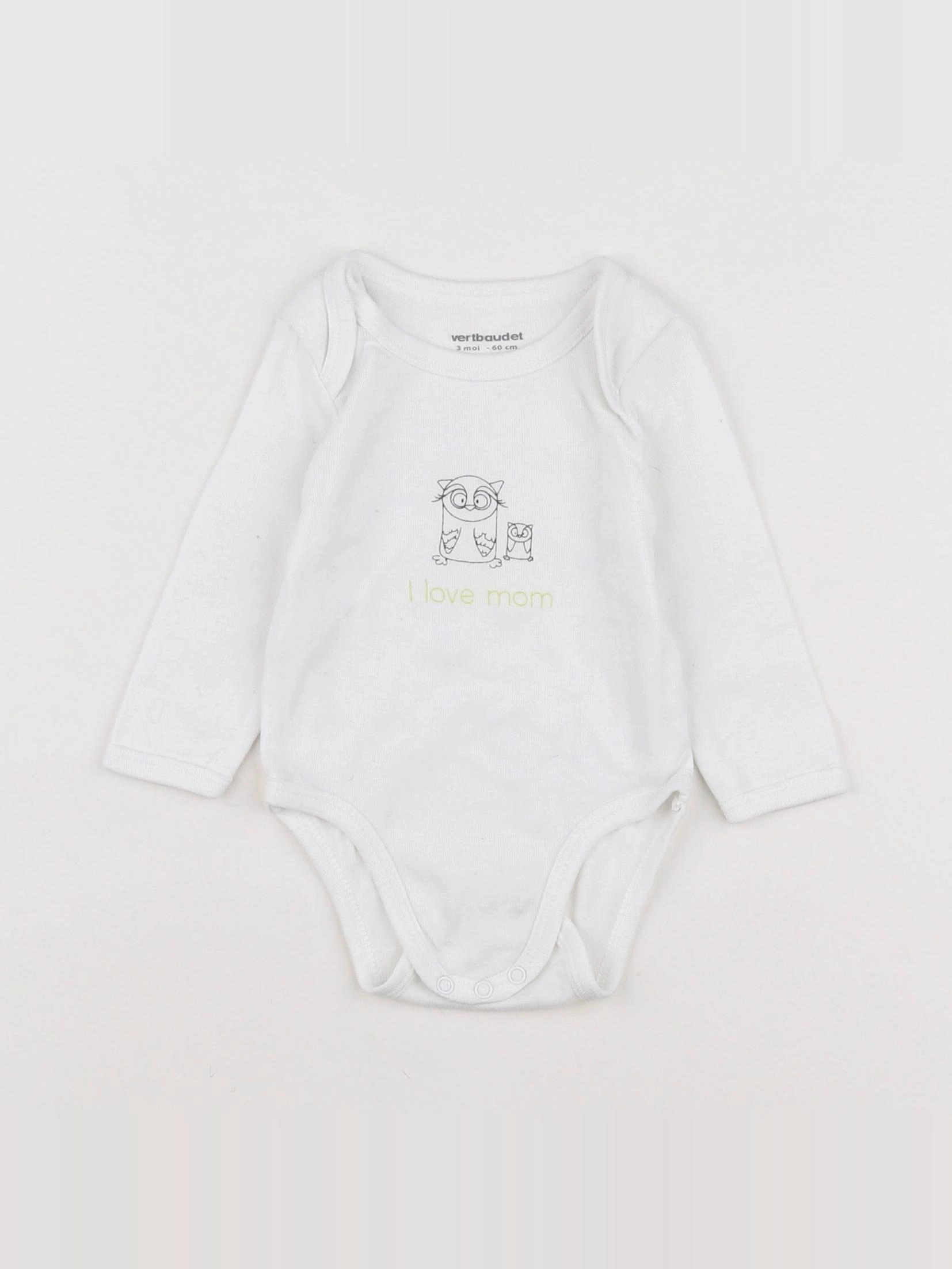 Vertbaudet - body blanc, jaune - 3 mois