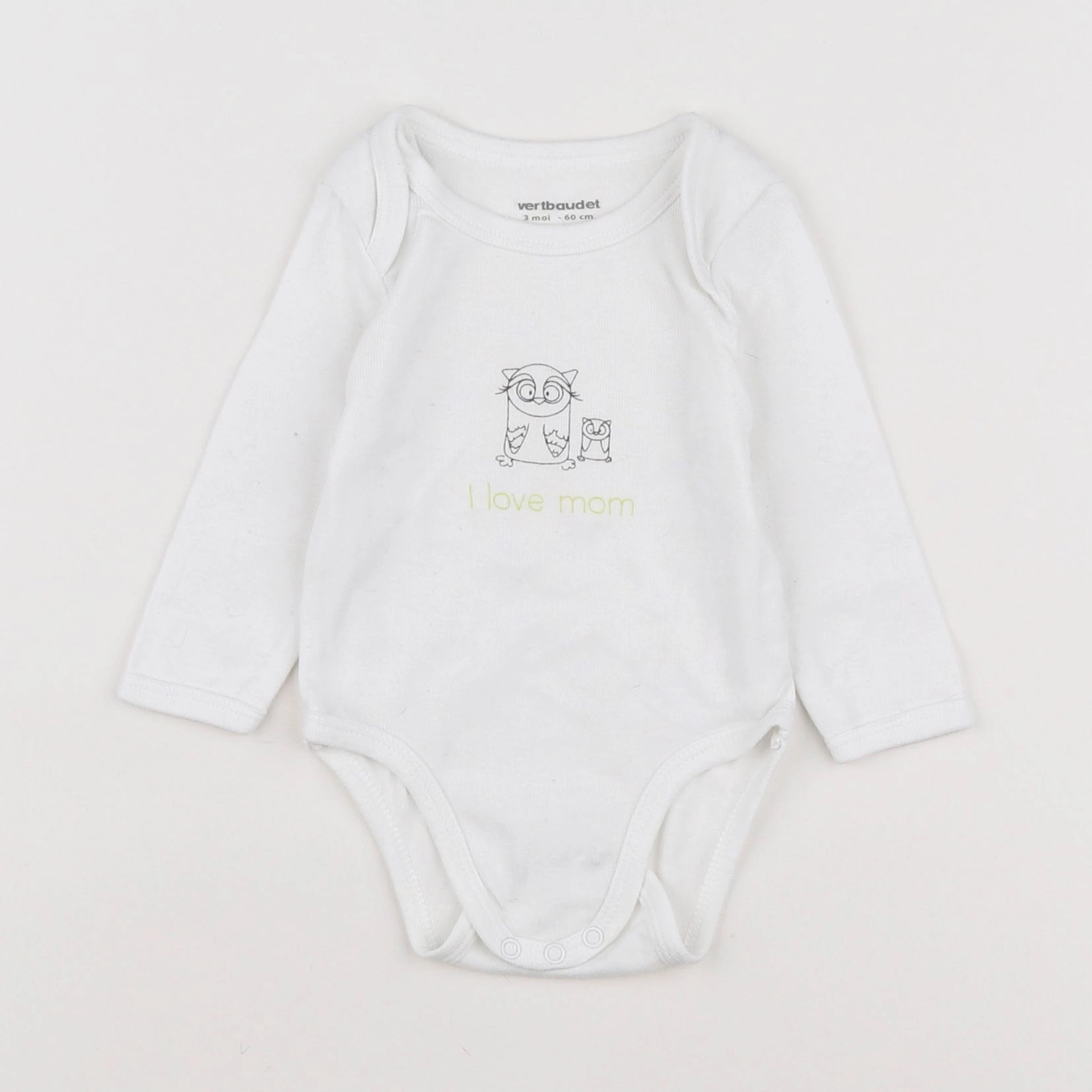 Vertbaudet - body blanc, jaune - 3 mois