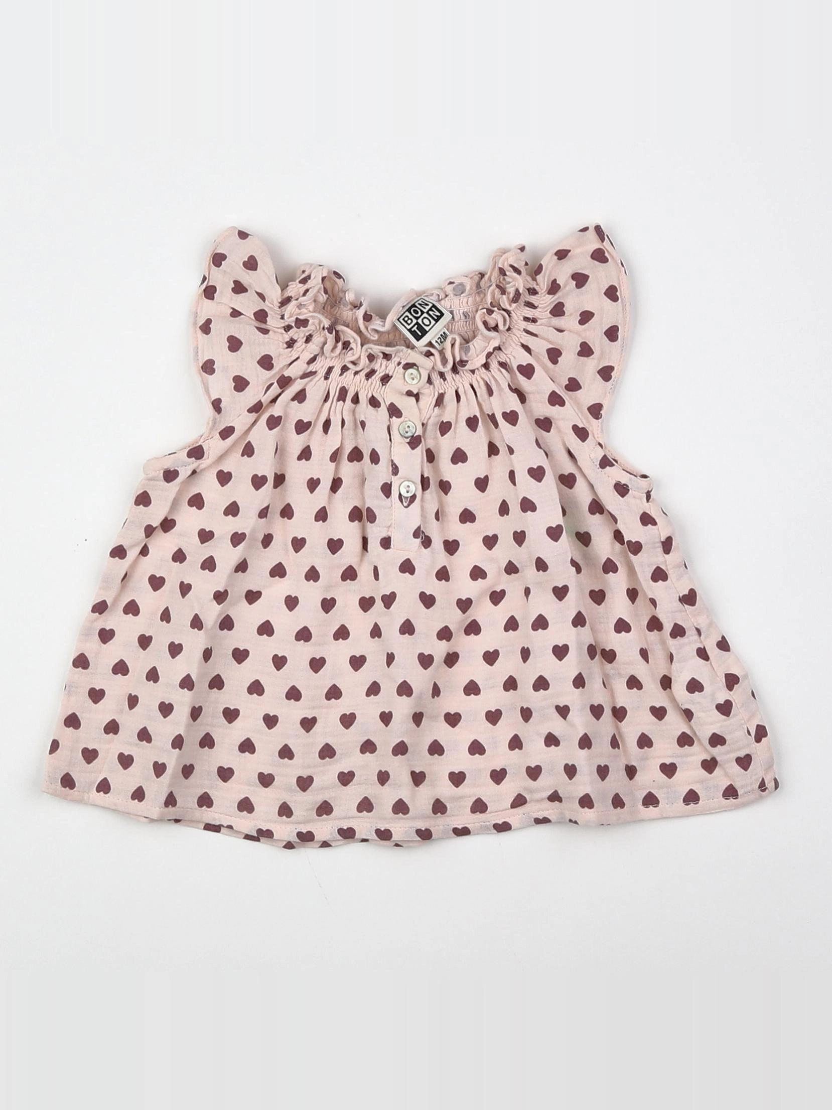 Bonton - tee-shirt rose - 12 mois
