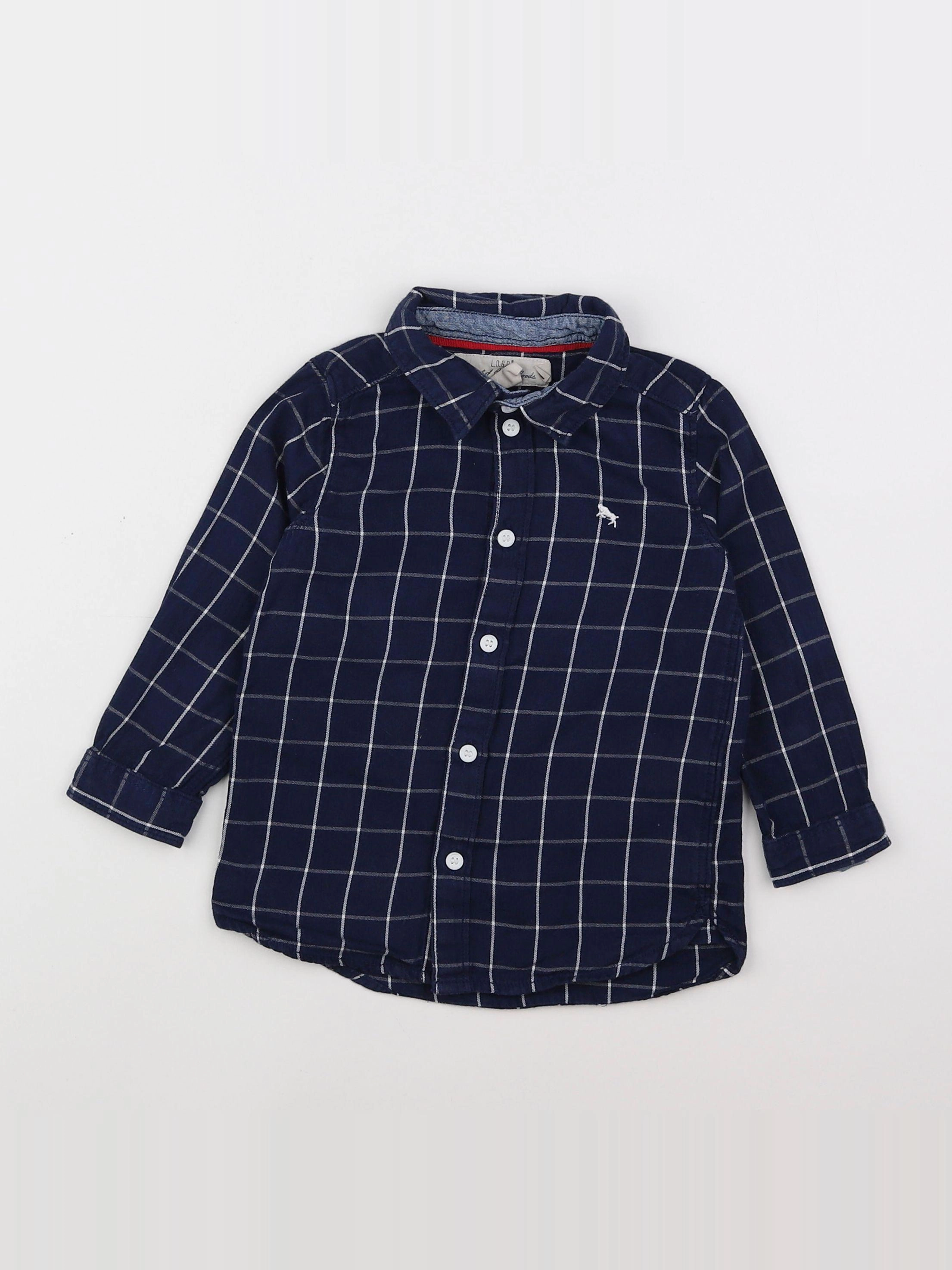H&M - chemise bleu, blanc - 12/18 mois