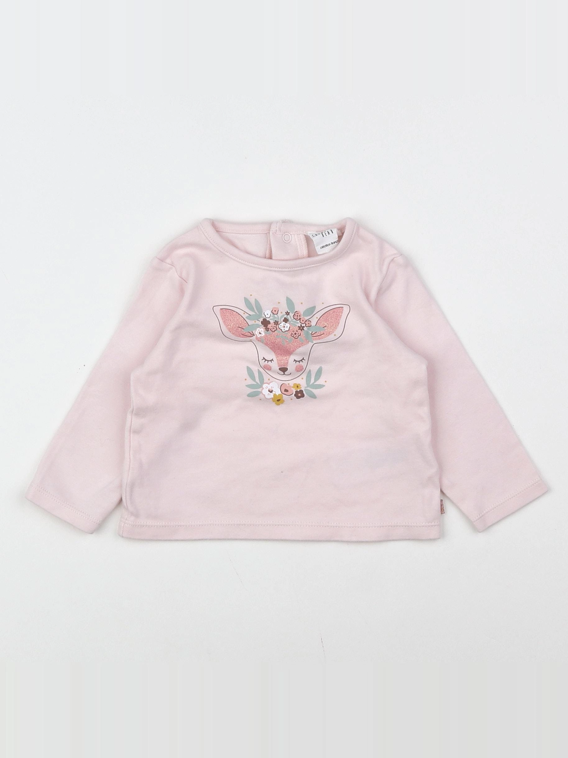 Carrément Beau - tee-shirt rose - 12 mois