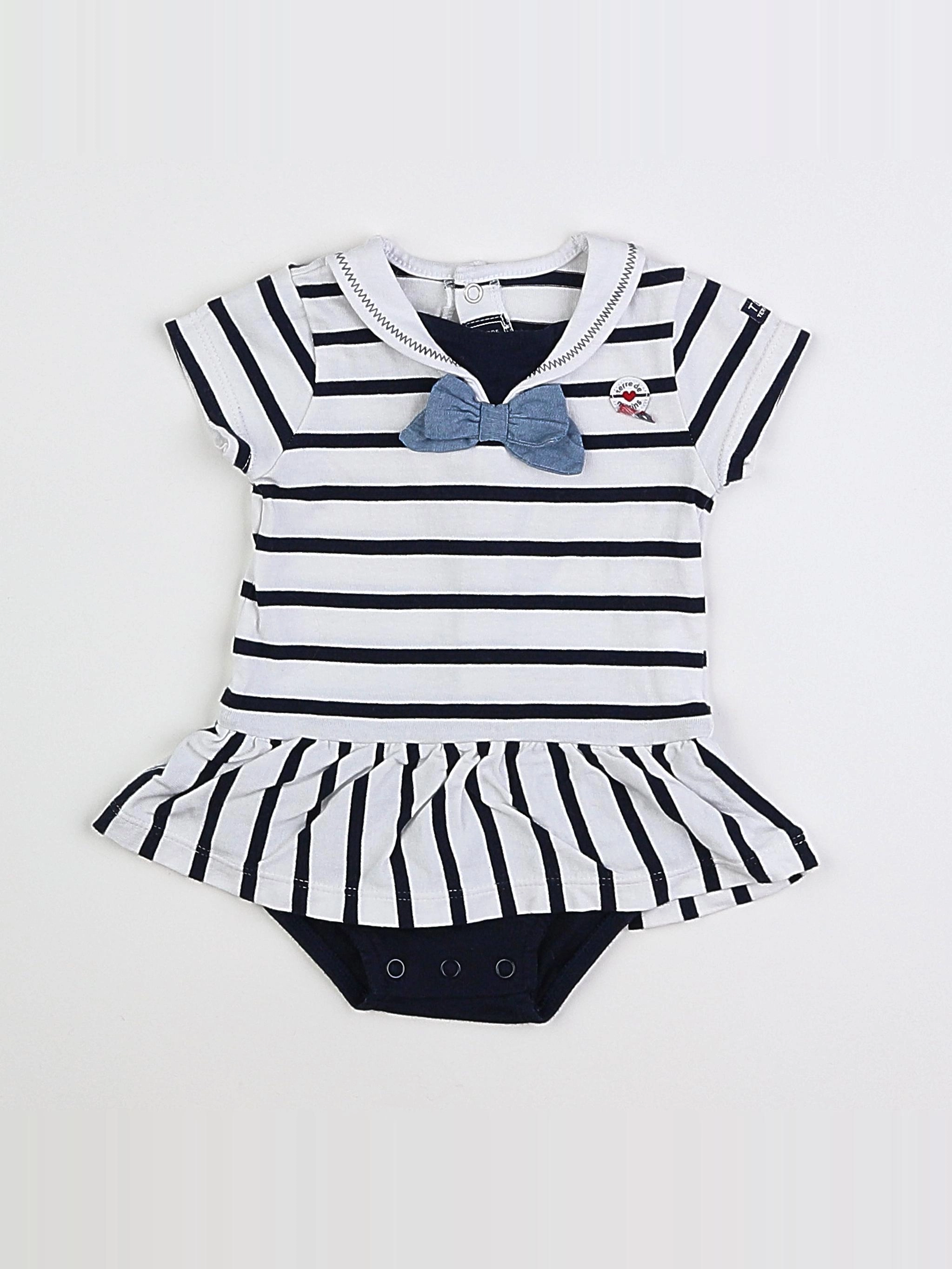 Terre de marins - robe blanc, bleu - 3 mois
