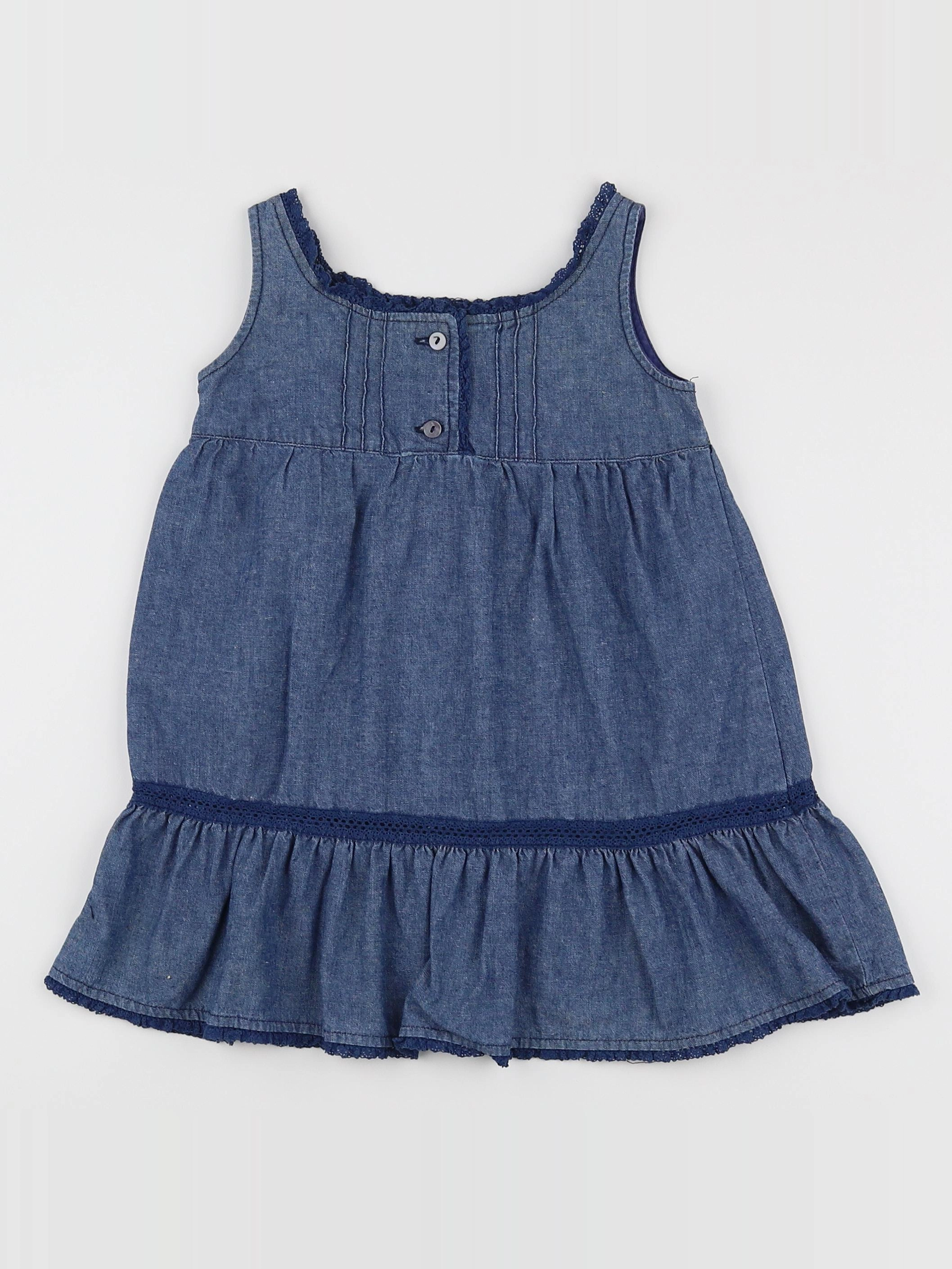 Petit Bateau - robe bleu - 12 mois
