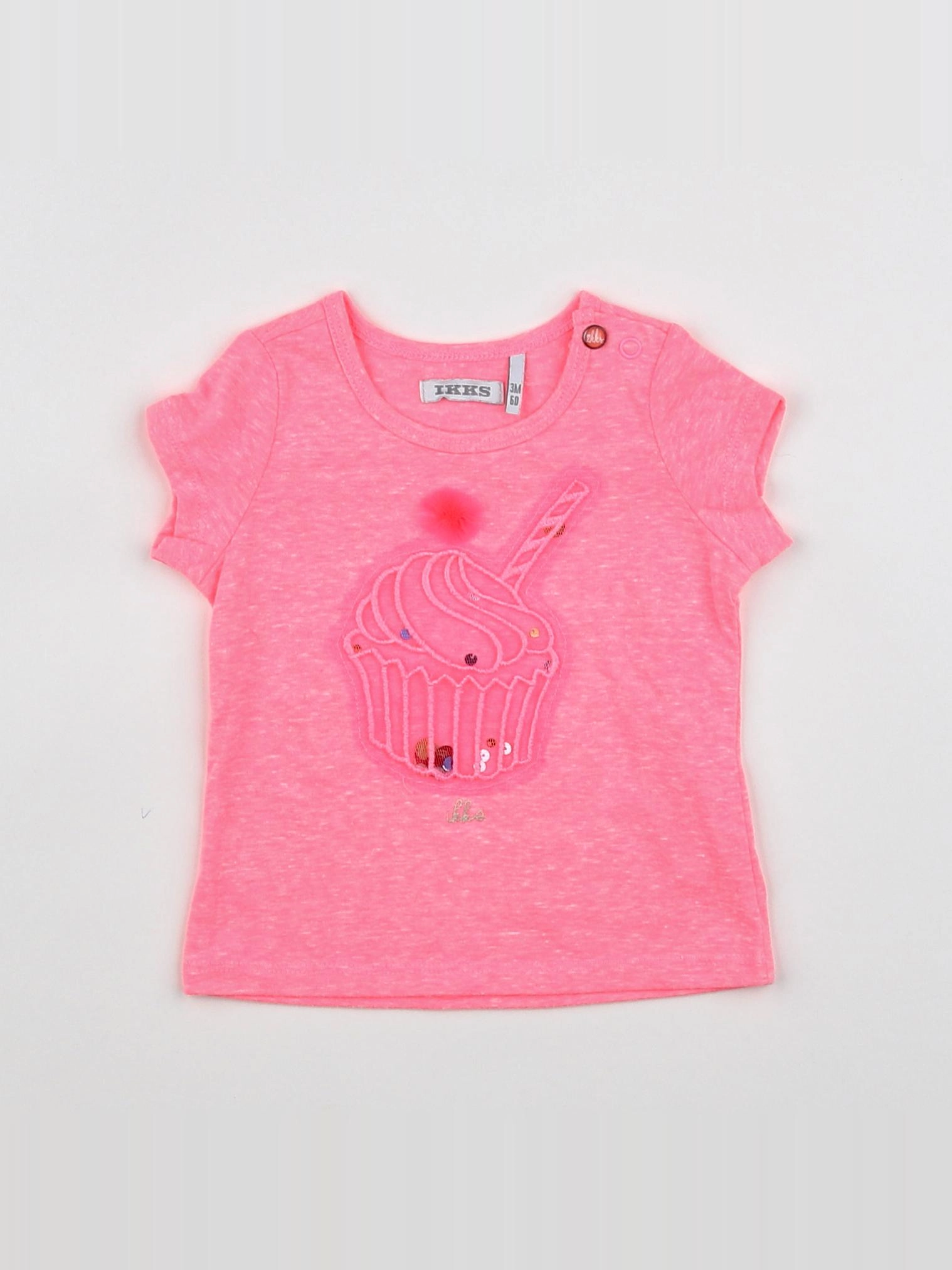 IKKS - tee-shirt rose fluo - 3 mois