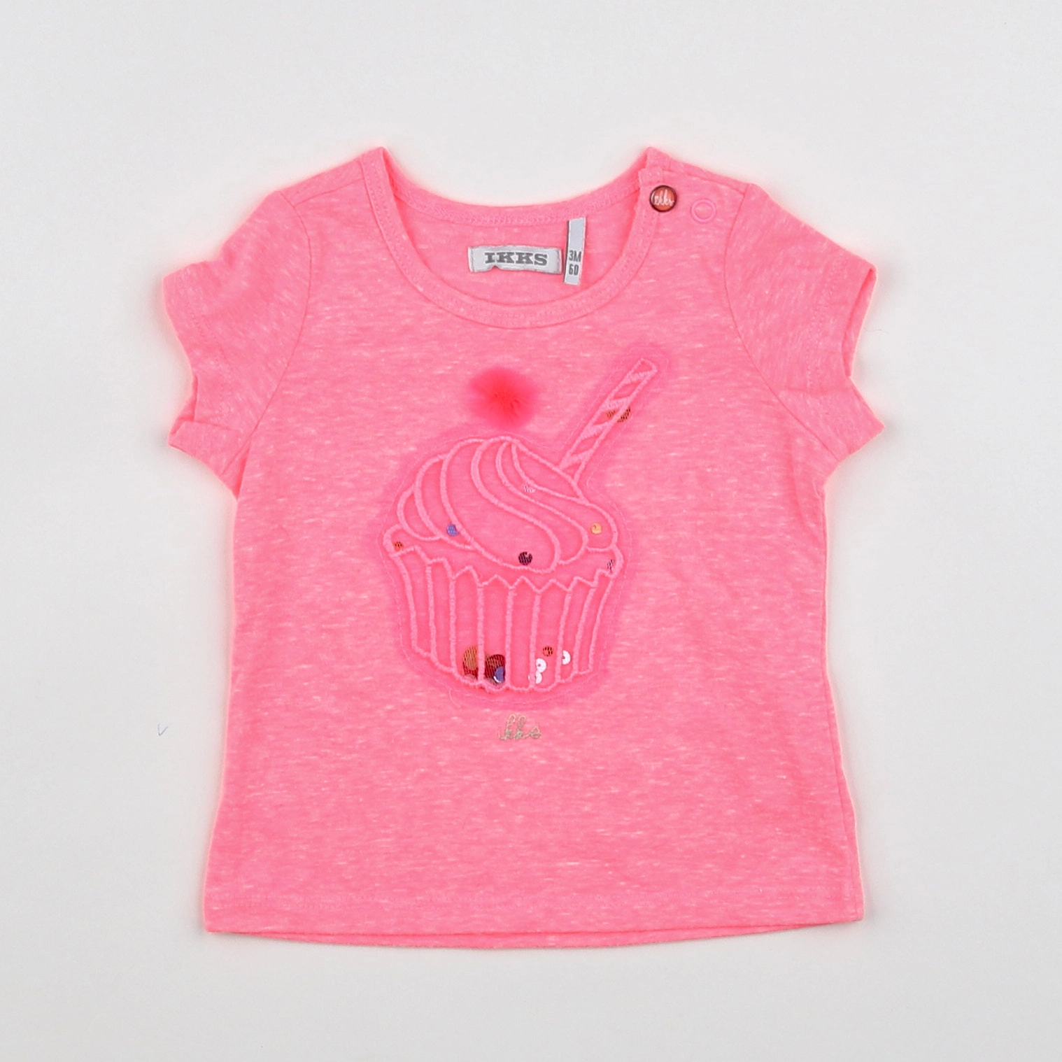 IKKS - tee-shirt rose fluo - 3 mois