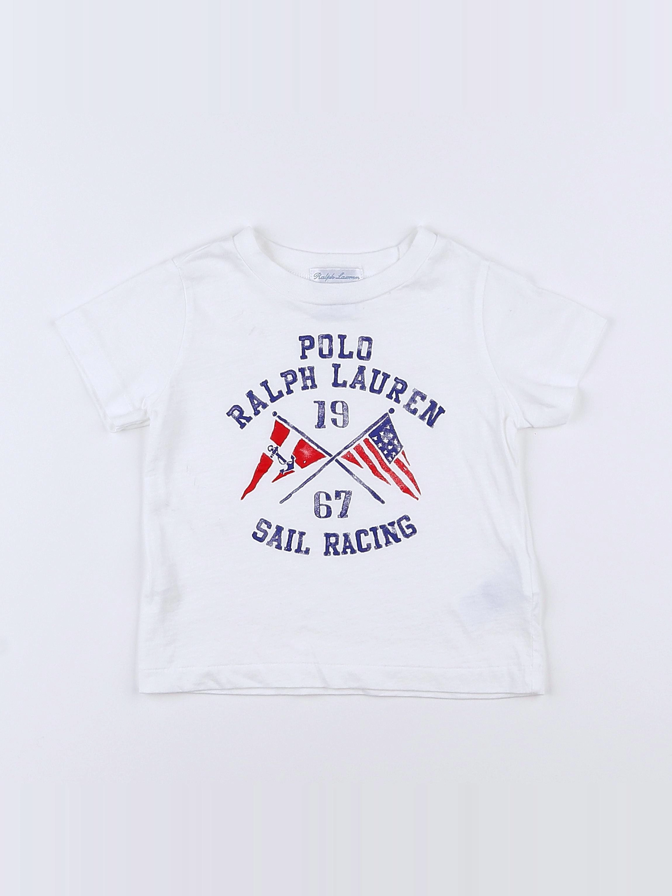 Ralph Lauren - tee-shirt blanc, bleu - 9 mois