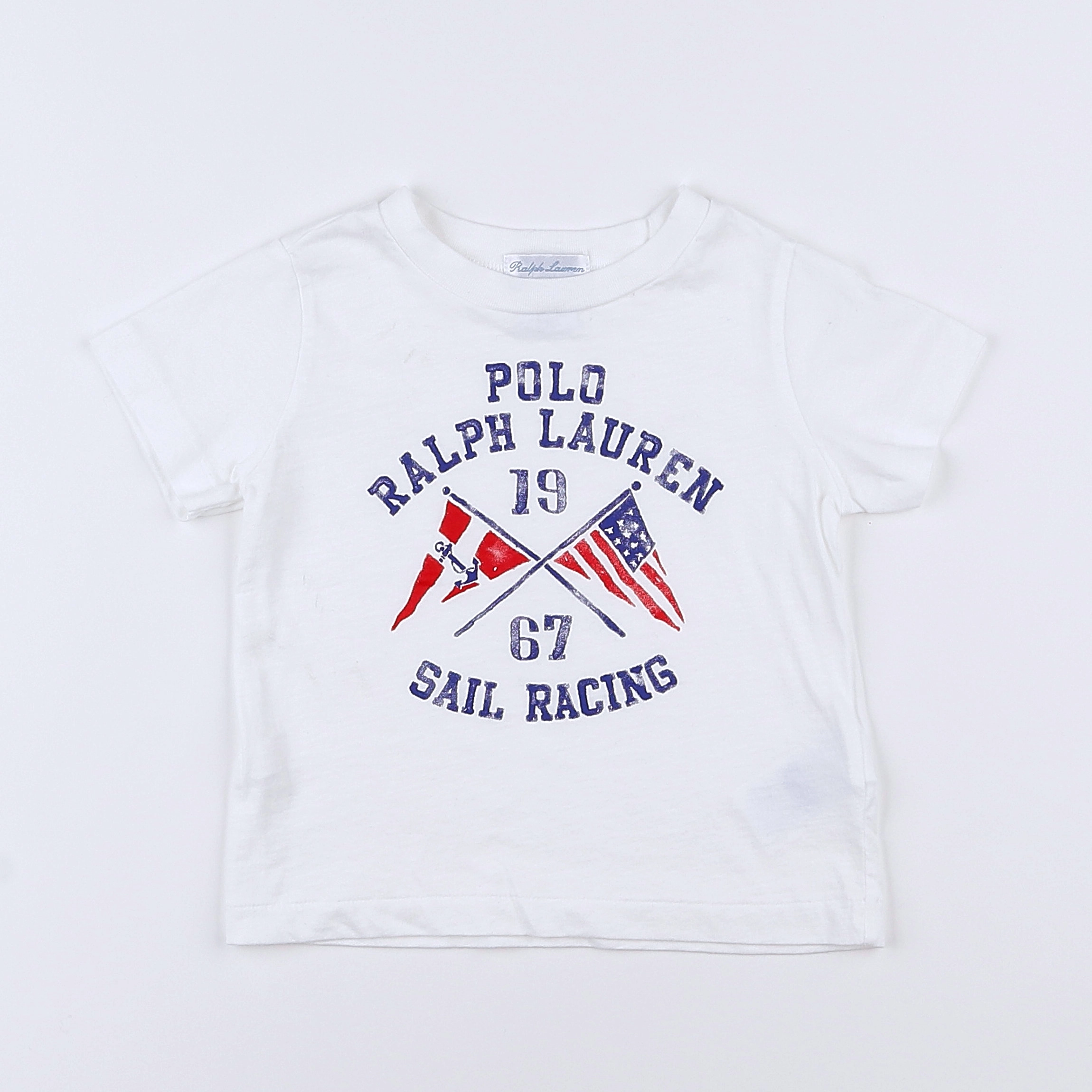 Ralph Lauren - tee-shirt blanc, bleu - 9 mois