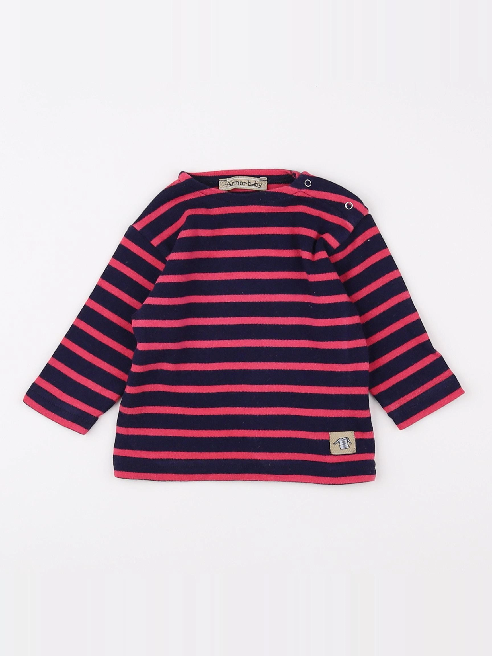 Armor Lux - sweat bleu, rose - 3 mois