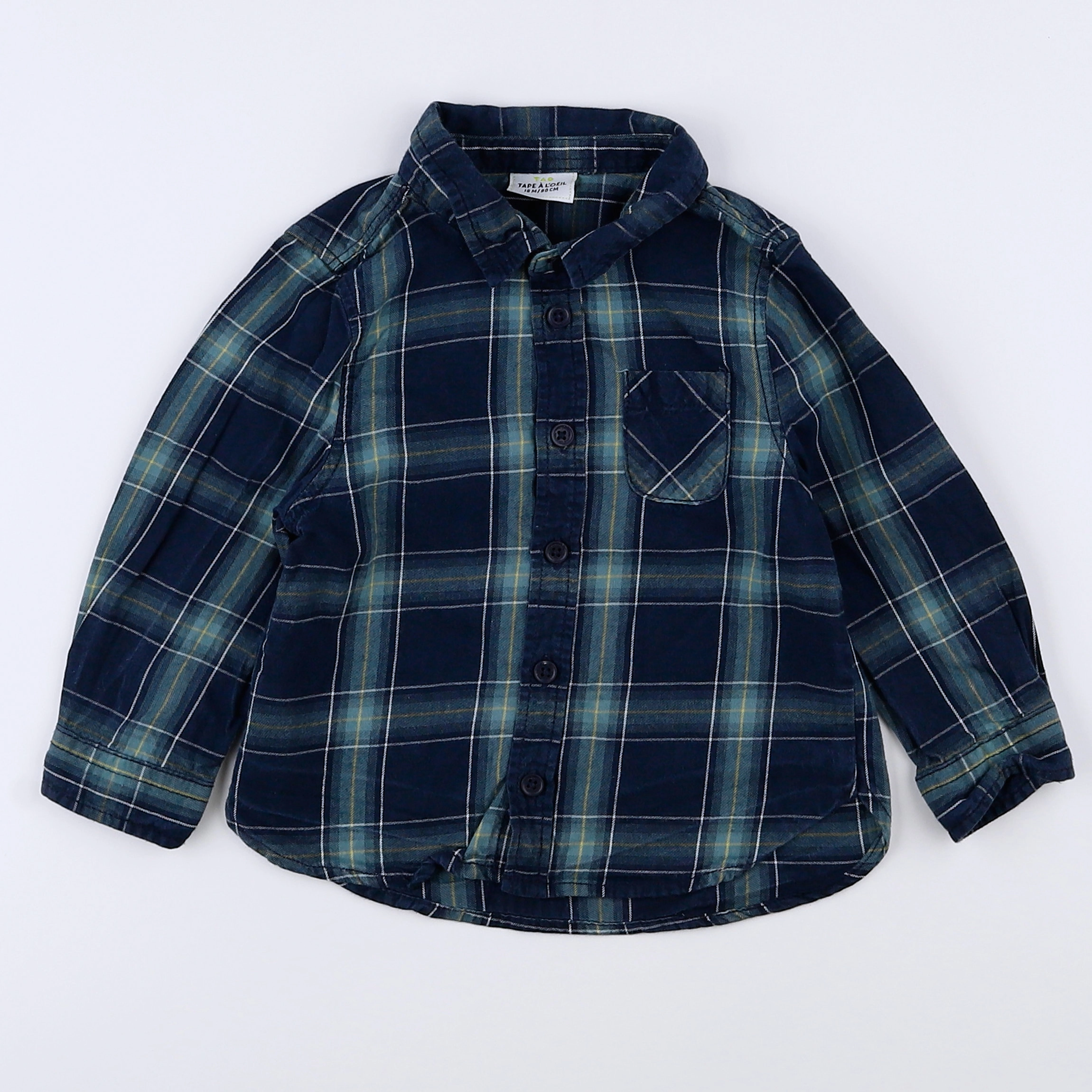 Tape à l'oeil - chemise bleu, vert - 18 mois