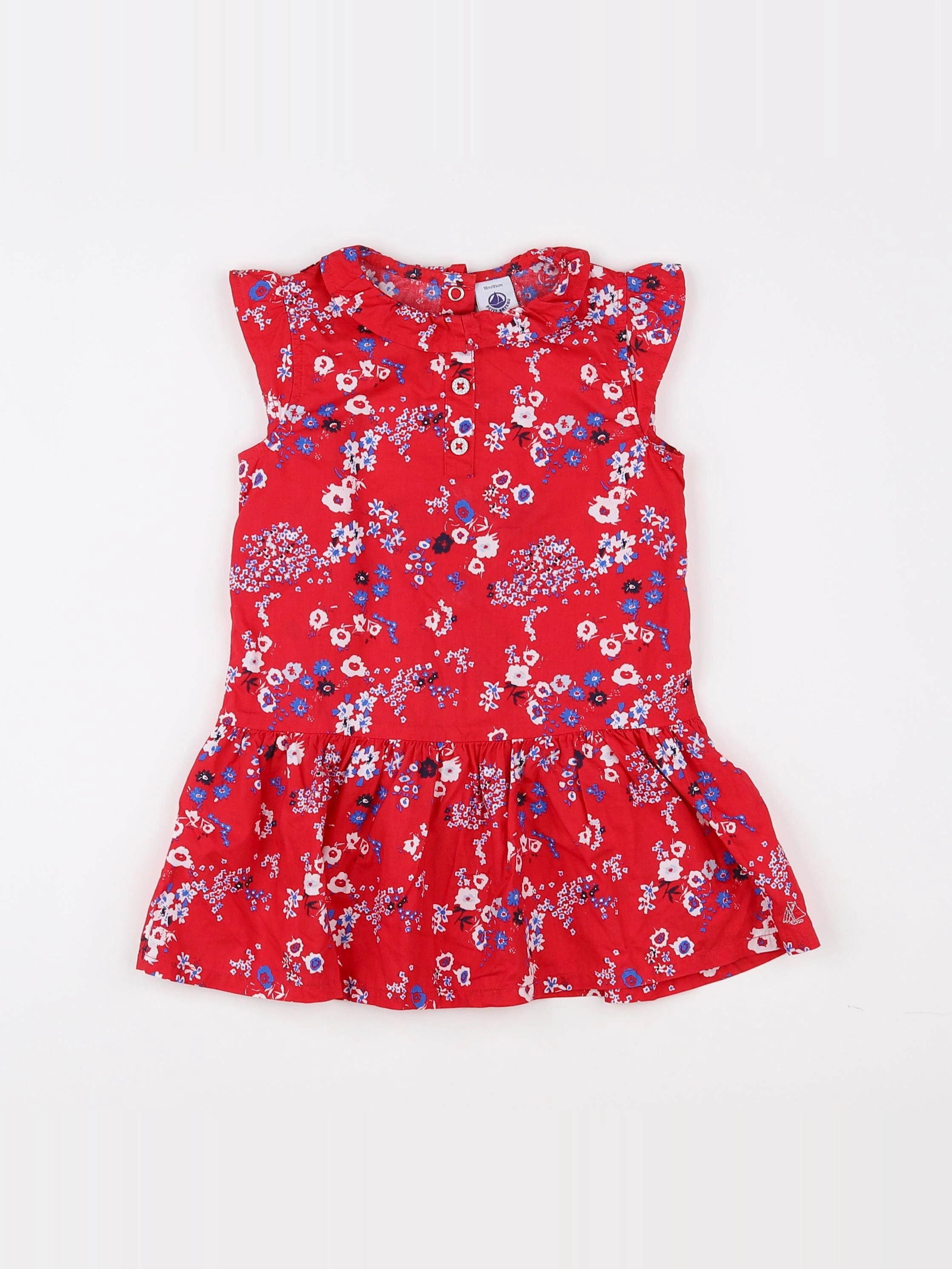 Petit Bateau - robe rouge, bleu - 18 mois