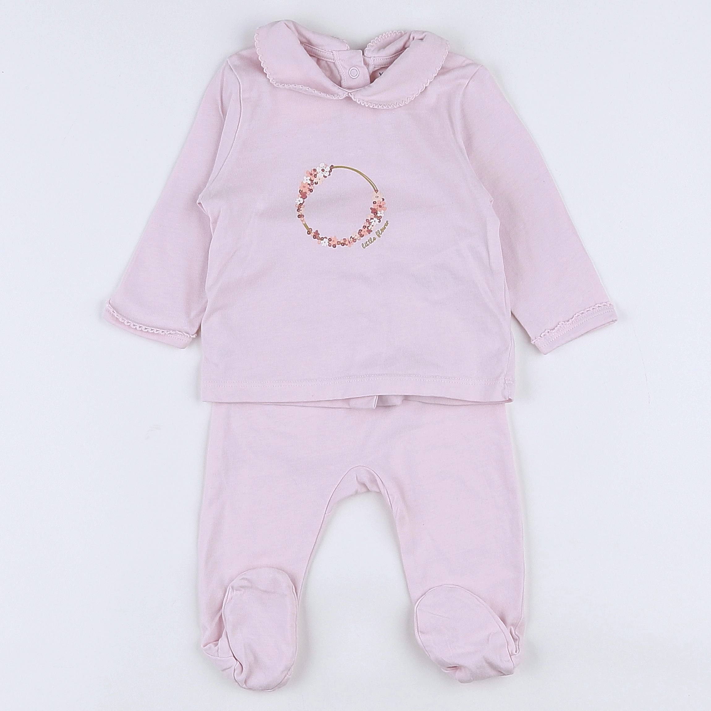 Vertbaudet - pyjama coton rose - 3 mois