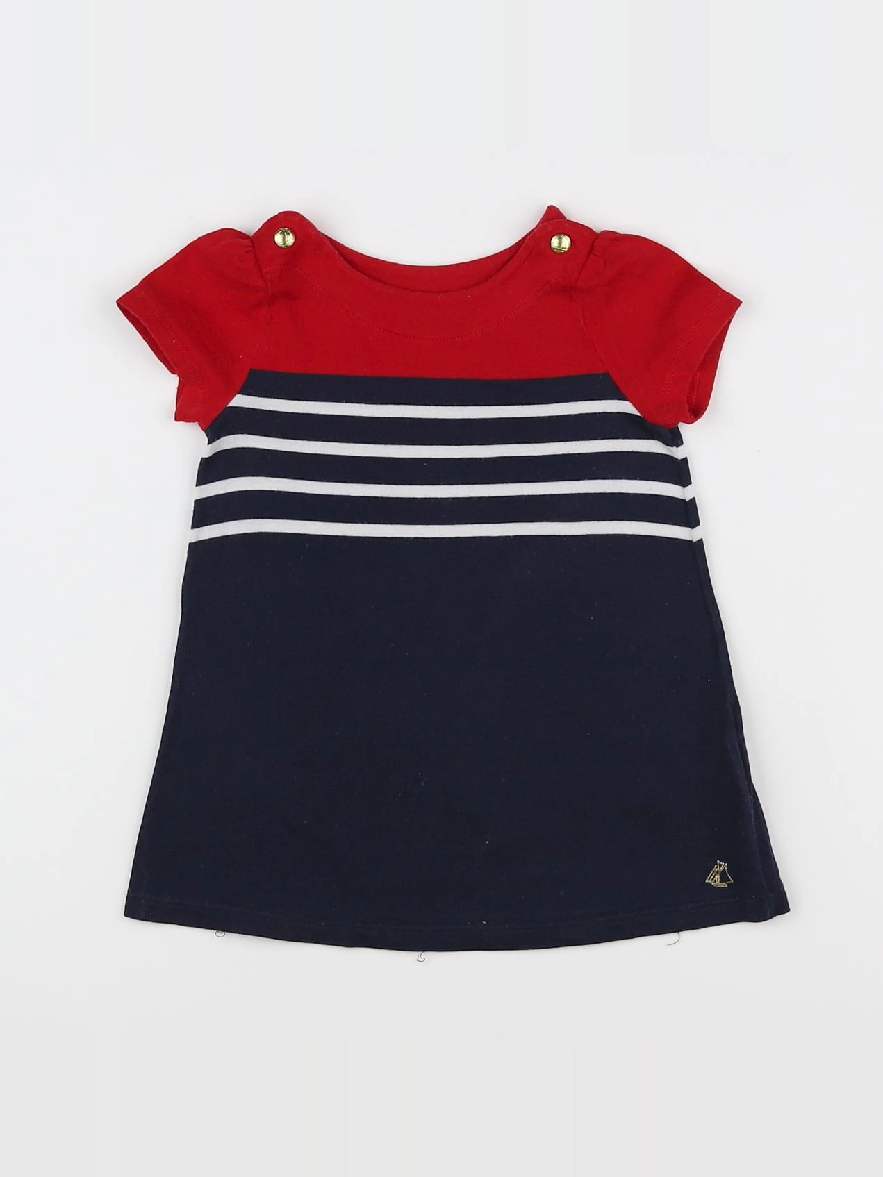 Petit Bateau - robe rouge, bleu - 12 mois